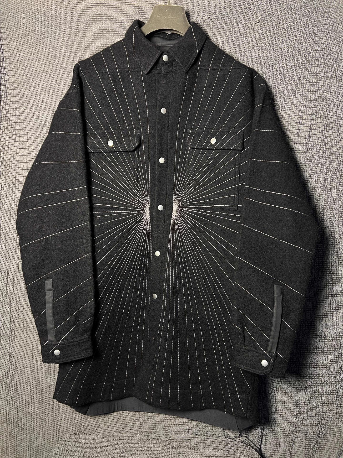 Rick Owens Black Sunburst Stripe Button-Up Shirt Size US S / EU 44-46 / 1 - 1 Thumbnail