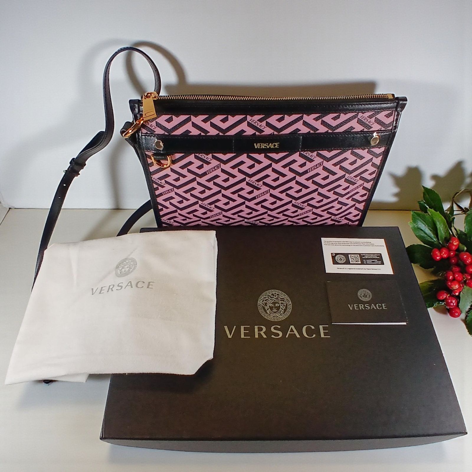 Versace Versace La Greca Signature Coated Canvas Leather Crossbody Size ONE SIZE - 4 Thumbnail