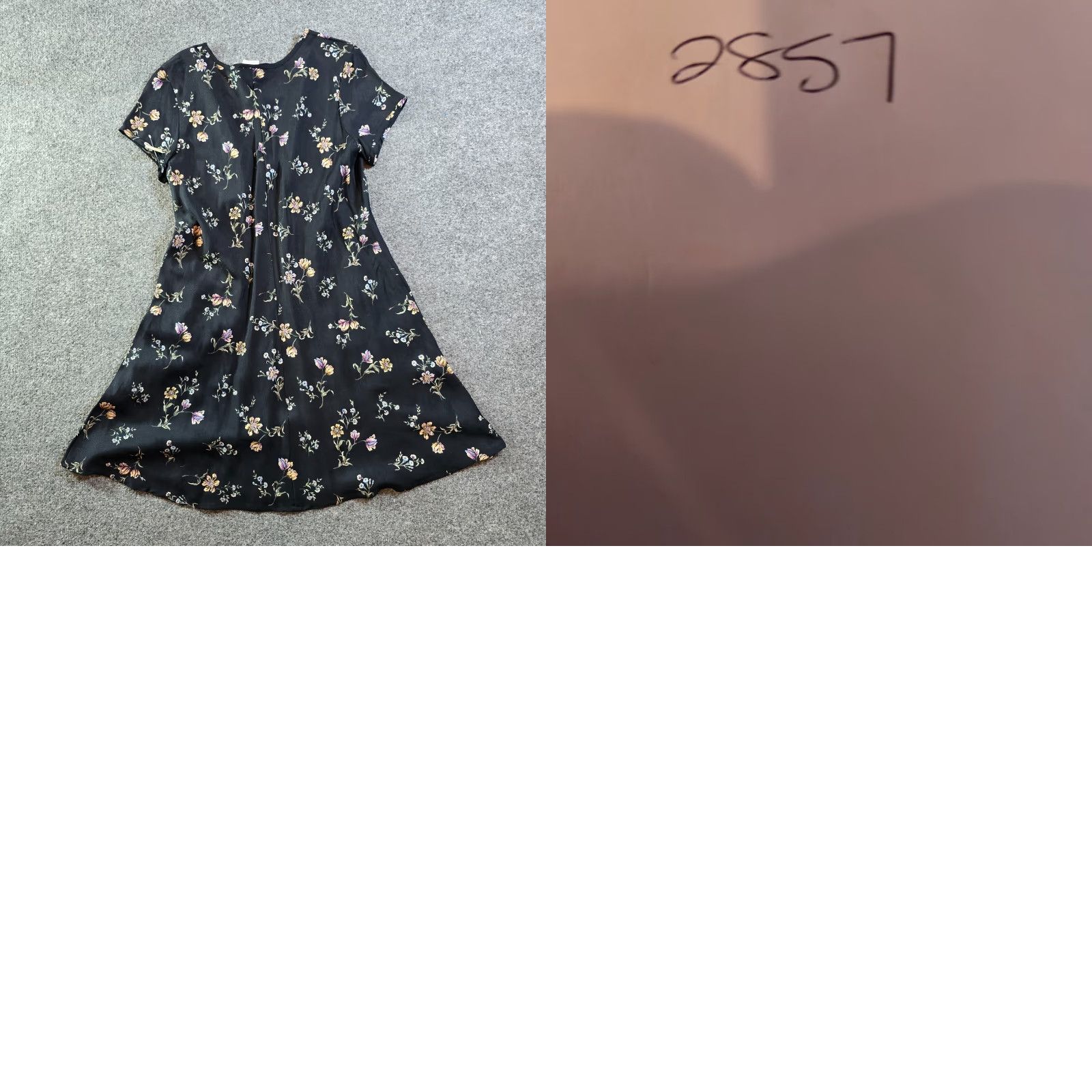 Vintage VINTAGE Weathervane Dress Womens Junior 9 Black Floral Grunge Whimsy Goth Y2K Short Sleeve Bell Sleeve Fit & Flare Lightweight Round Neck Zip Dress Size M / US 6-8 / IT 42-44 - 8 Thumbnail