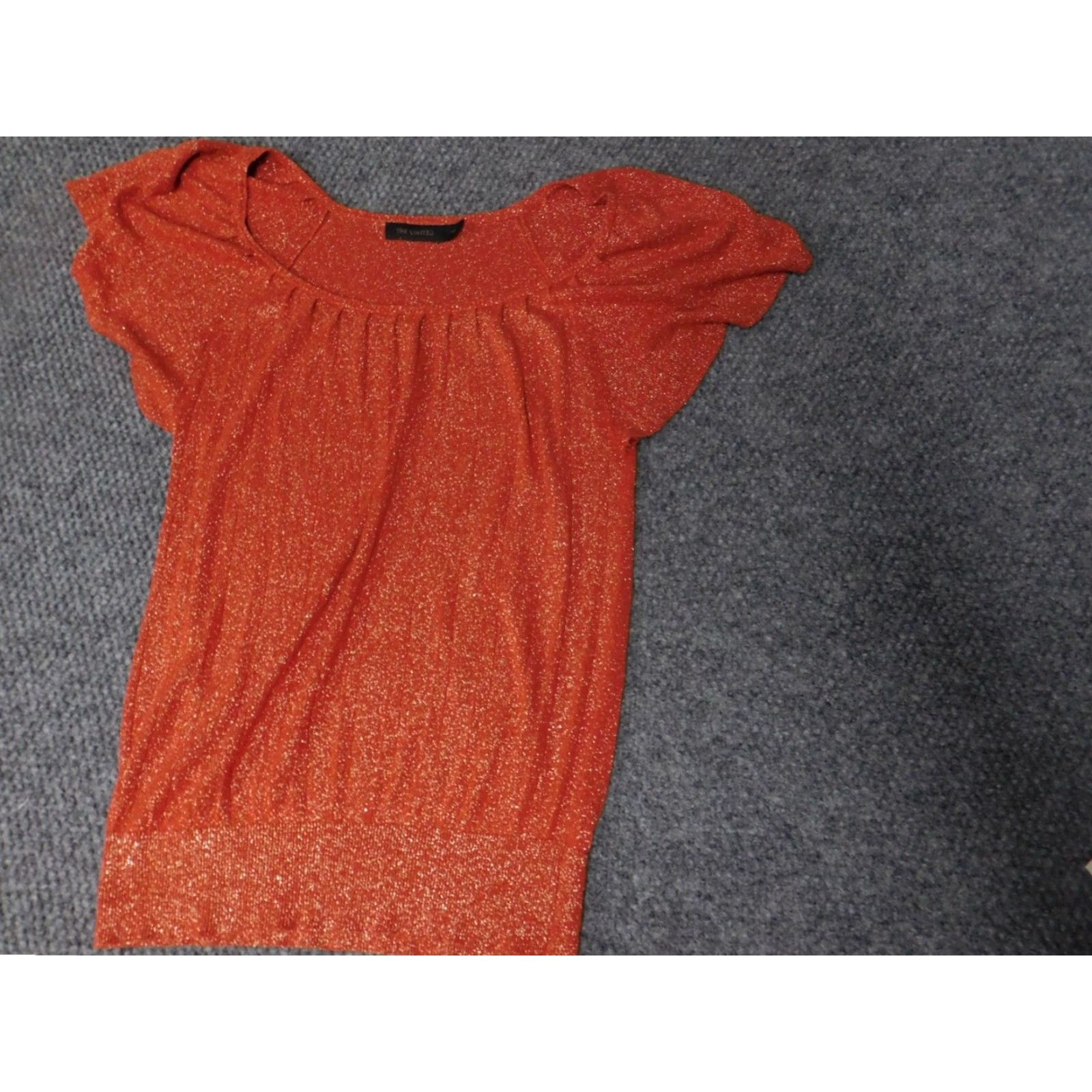 Vintage The Limited Blouse Shirt Womens XS Orange Crew Neck Short Sleeve Pullover Stretch Casual Regular Vintage No Size XS / US 0-2 / IT 36-38 - 3 Thumbnail