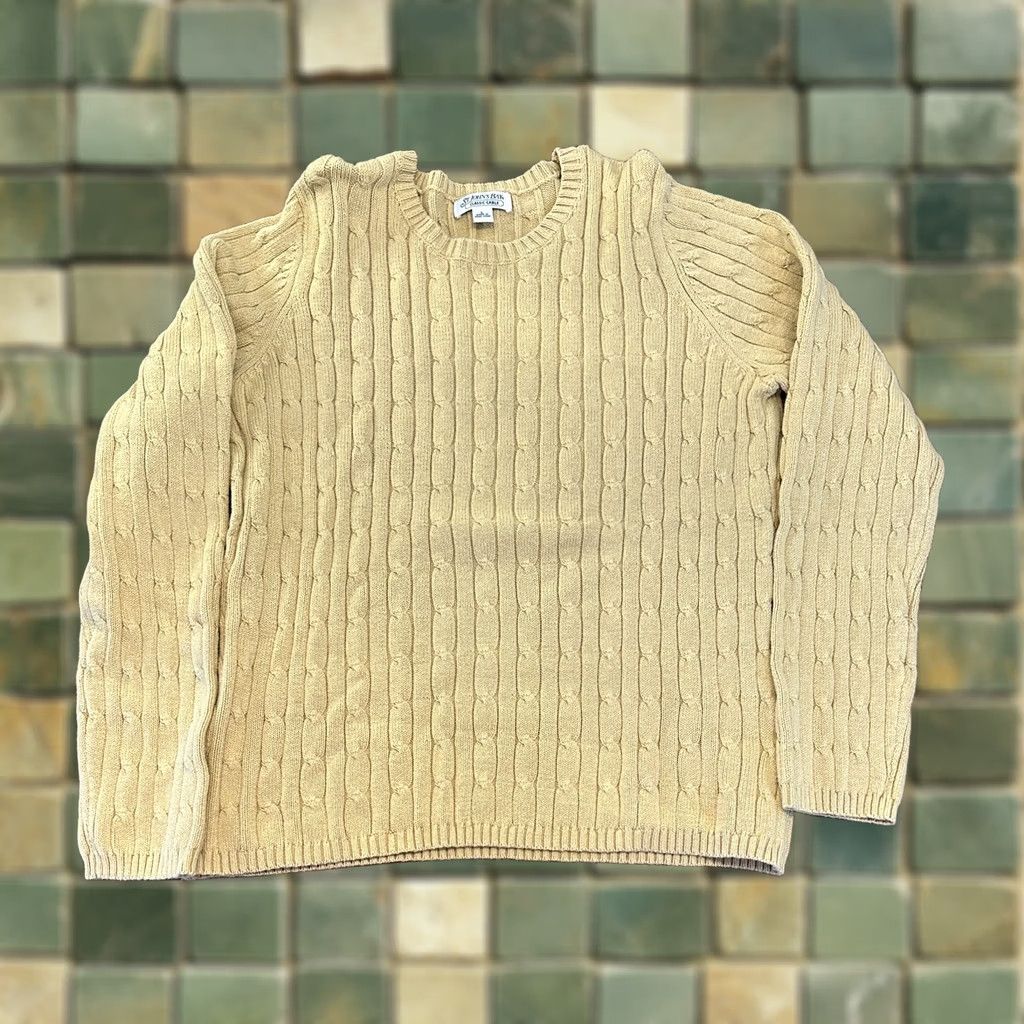 Vintage St. John's Bay Sweater Yellow Large 90s Classic Cable Knit Pullover Women Size L / US 10 / IT 46 - 1 Thumbnail