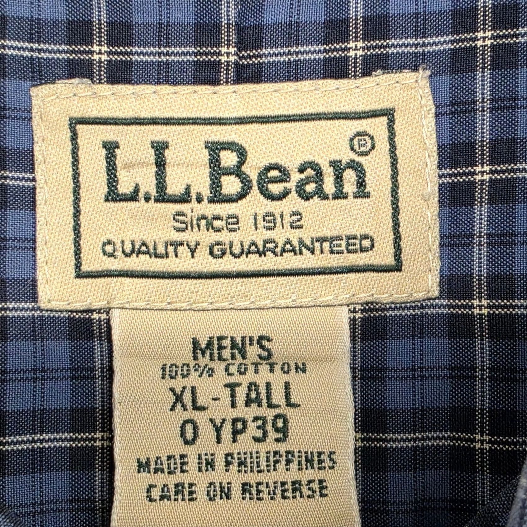 Vintage LL Bean Mens Shirt XLT Long Sleeve Button Front Blue Plaid 100% Cotton Mens XLT Blue Plaid Long Sleeve Button Front Shirt Size US XL / EU 56 / 4 - 3 Thumbnail