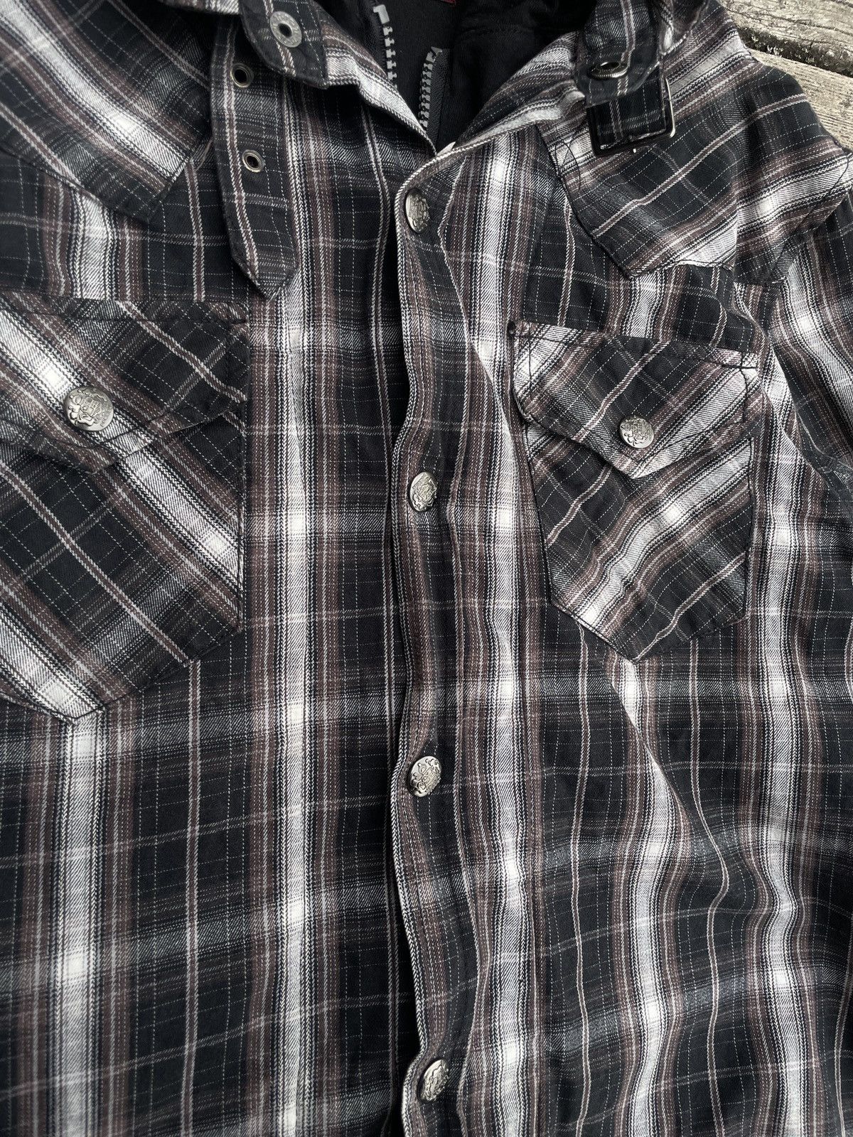 If Six Was Nine 2000s Japanese archive Docking Layered Belt Plaid Shirts Size US S / EU 44-46 / 1 - 9 Thumbnail