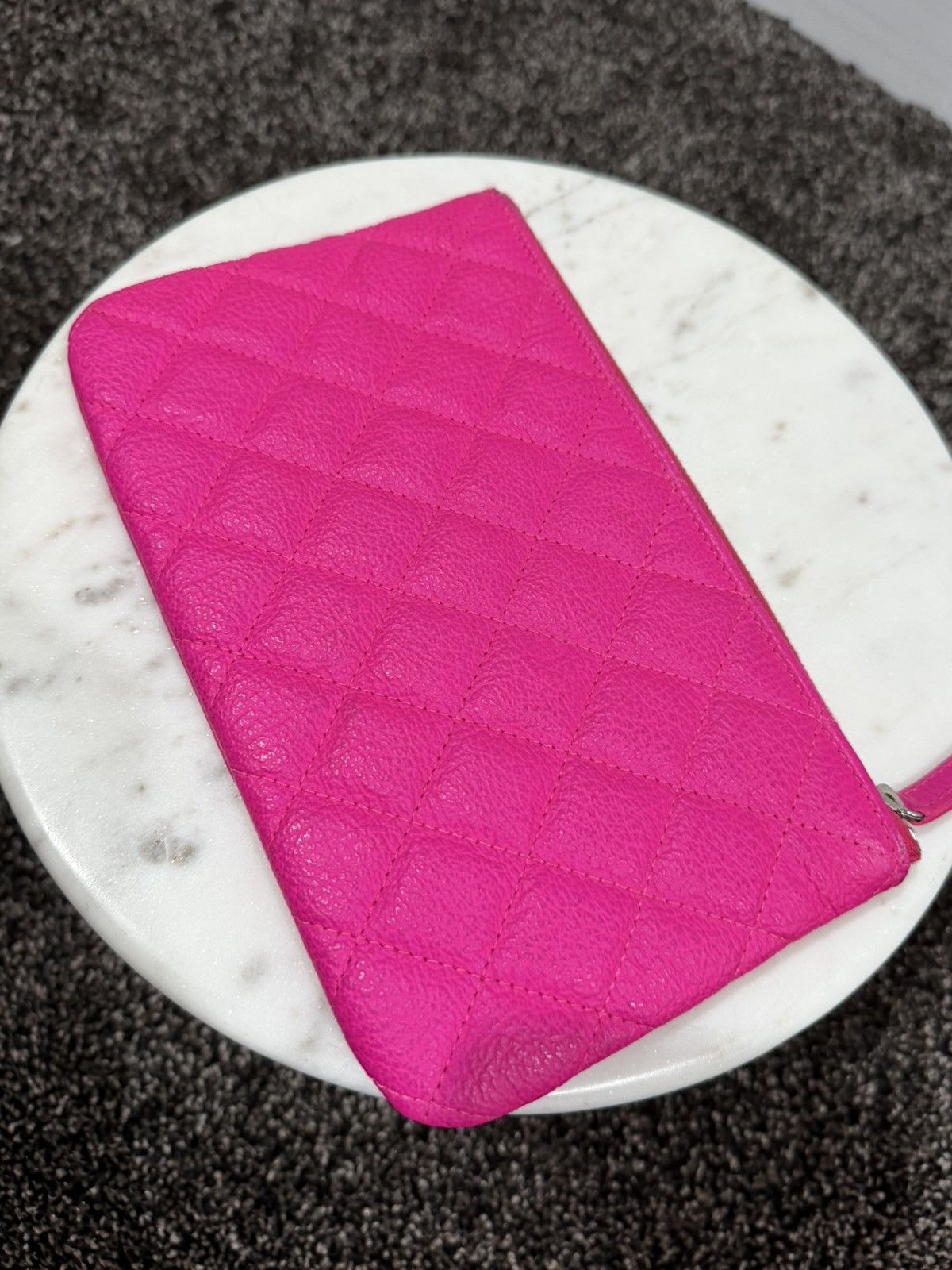 Chanel Chanel Pink Goatskin Quilted Cavier O-Case Pouch Wallet Bag Size ONE SIZE - 8 Thumbnail