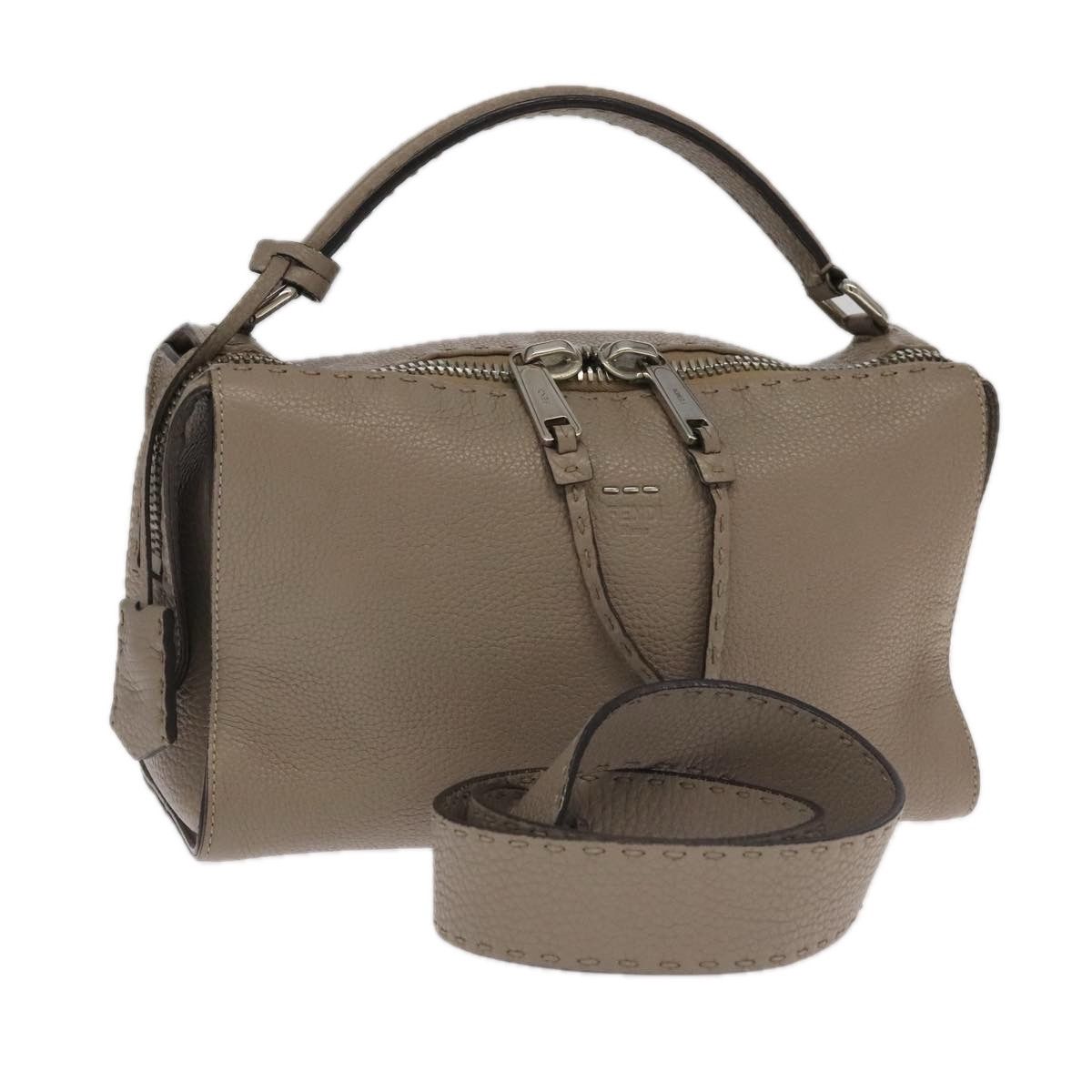 Fendi Lei Selleria Beige Leather Handbag (Pre-Owned) Size ONE SIZE - 1 Thumbnail