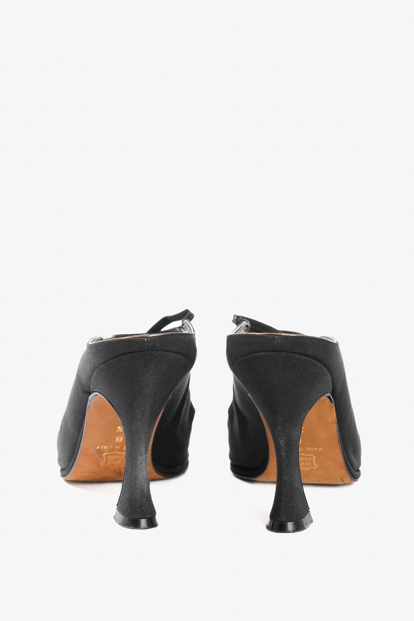 Donna Karan Donna Karan New York Black Criss-Cross Fabric Mules Size US 7.5 / IT 37.5 - 3 Thumbnail