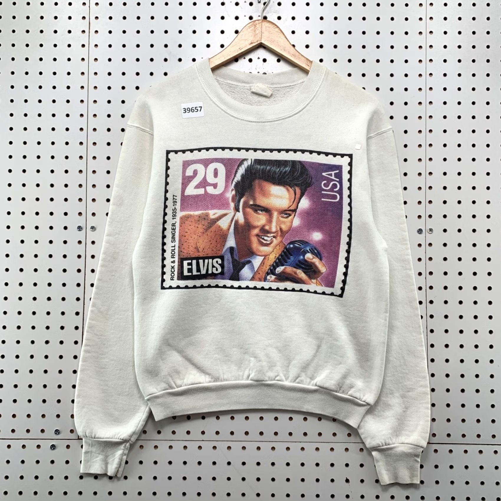 Fruit Of The Loom VINTAGE Elvis USA Stamp Graphic Crewneck Sweatshirt Mens S Fits XS USA Size US S / EU 44-46 / 1 - 2 Thumbnail