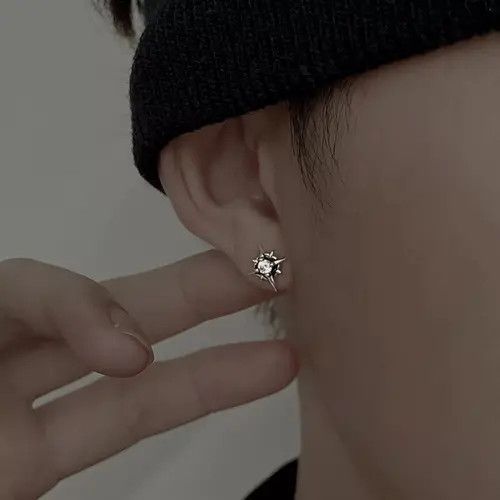 Jewelry Crystal Stone Earrings Gothic Punk Chrome Jewelry Star Spike Size ONE SIZE - 3 Thumbnail