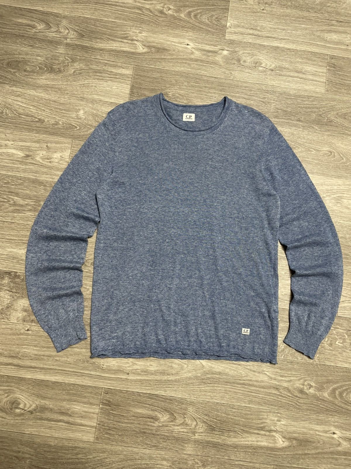 C.P. Company Linen Blend Long Sleeve Sweater Blue