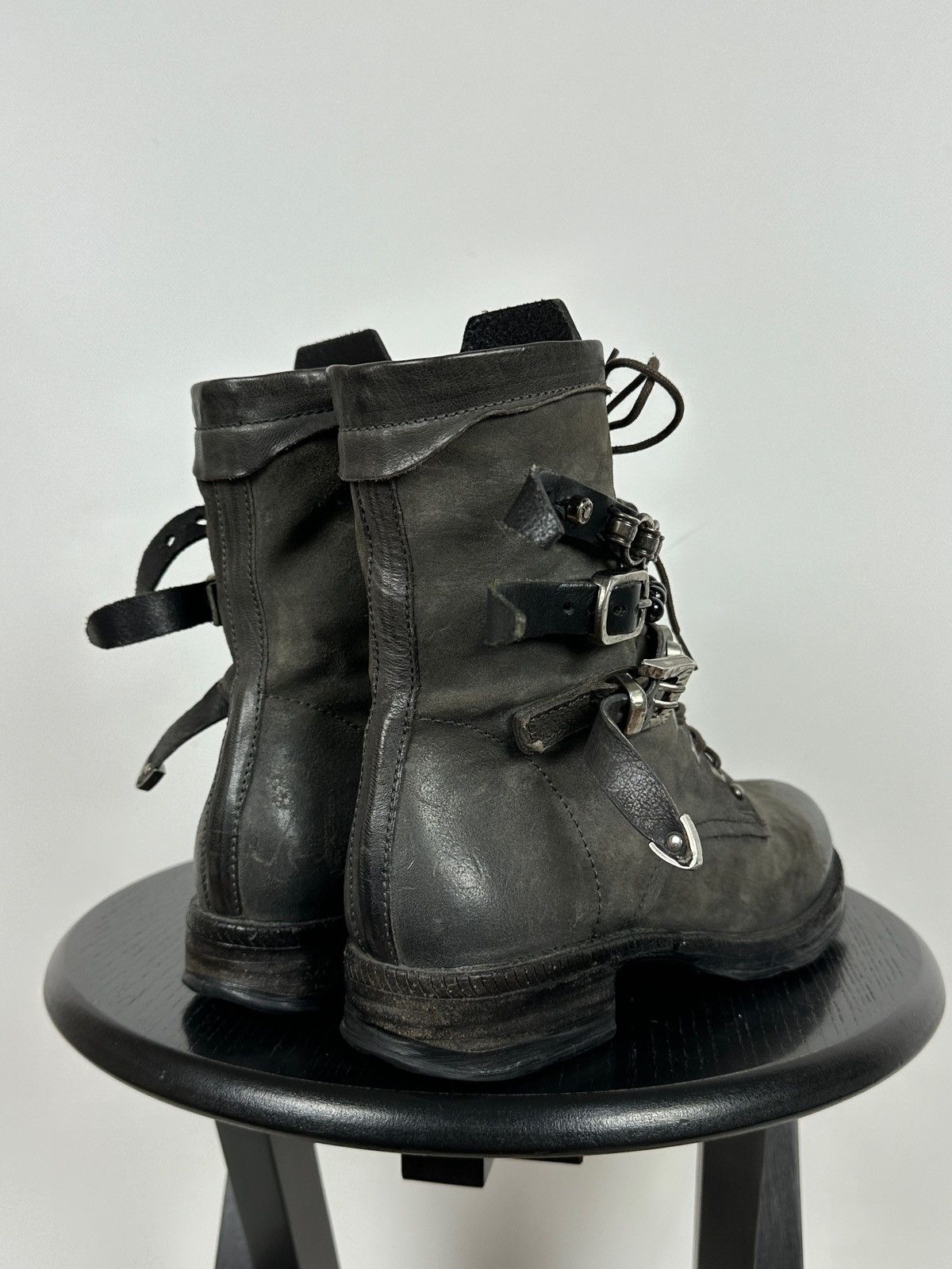 A.S.98 A.S.98. Airstep Grey Leather Biker Ankle Boots Size US 8 / IT 38 - 4 Thumbnail
