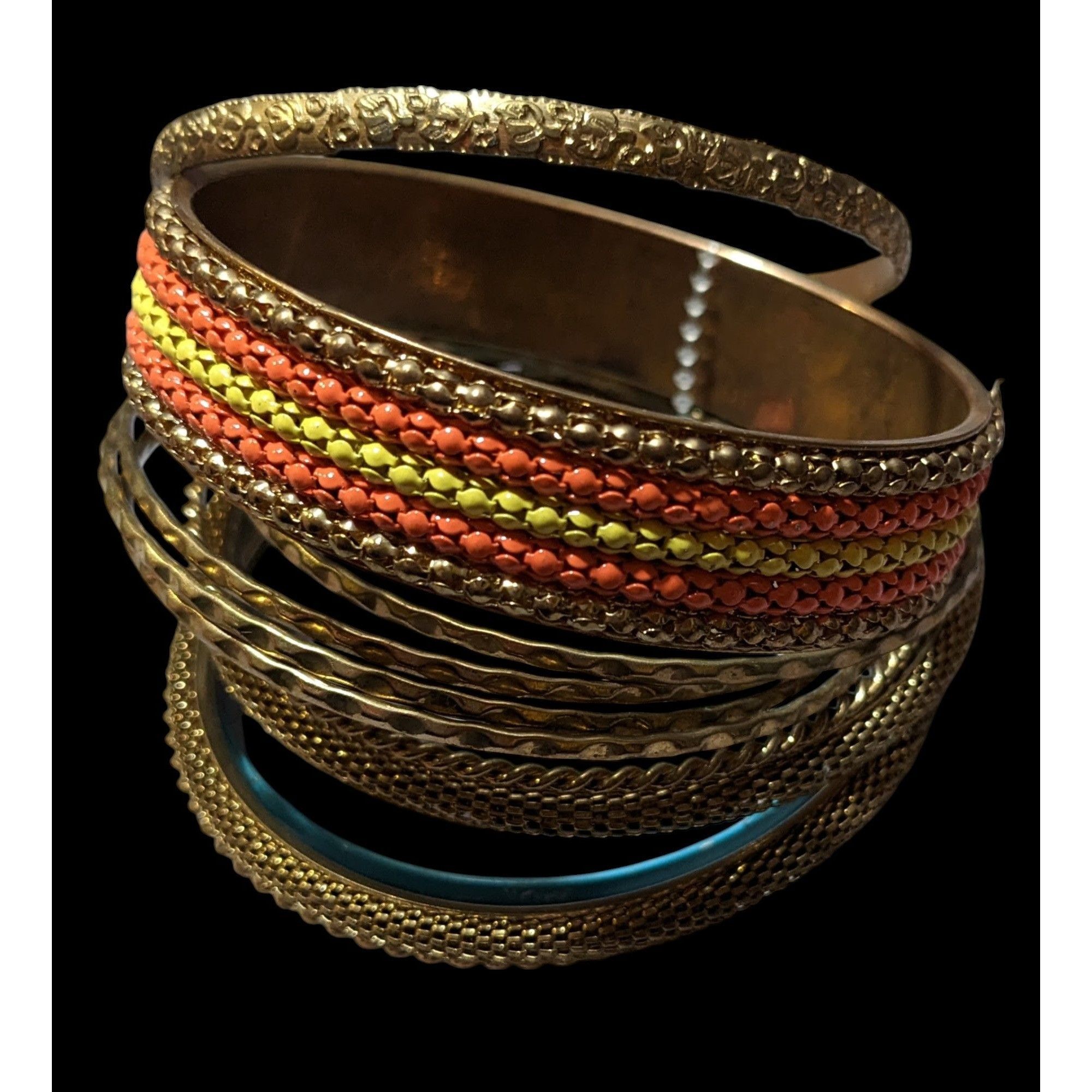 Other Gold Tone Orange And Blue Metal Bangle Bundle (11) Size ONE SIZE - 2 Thumbnail