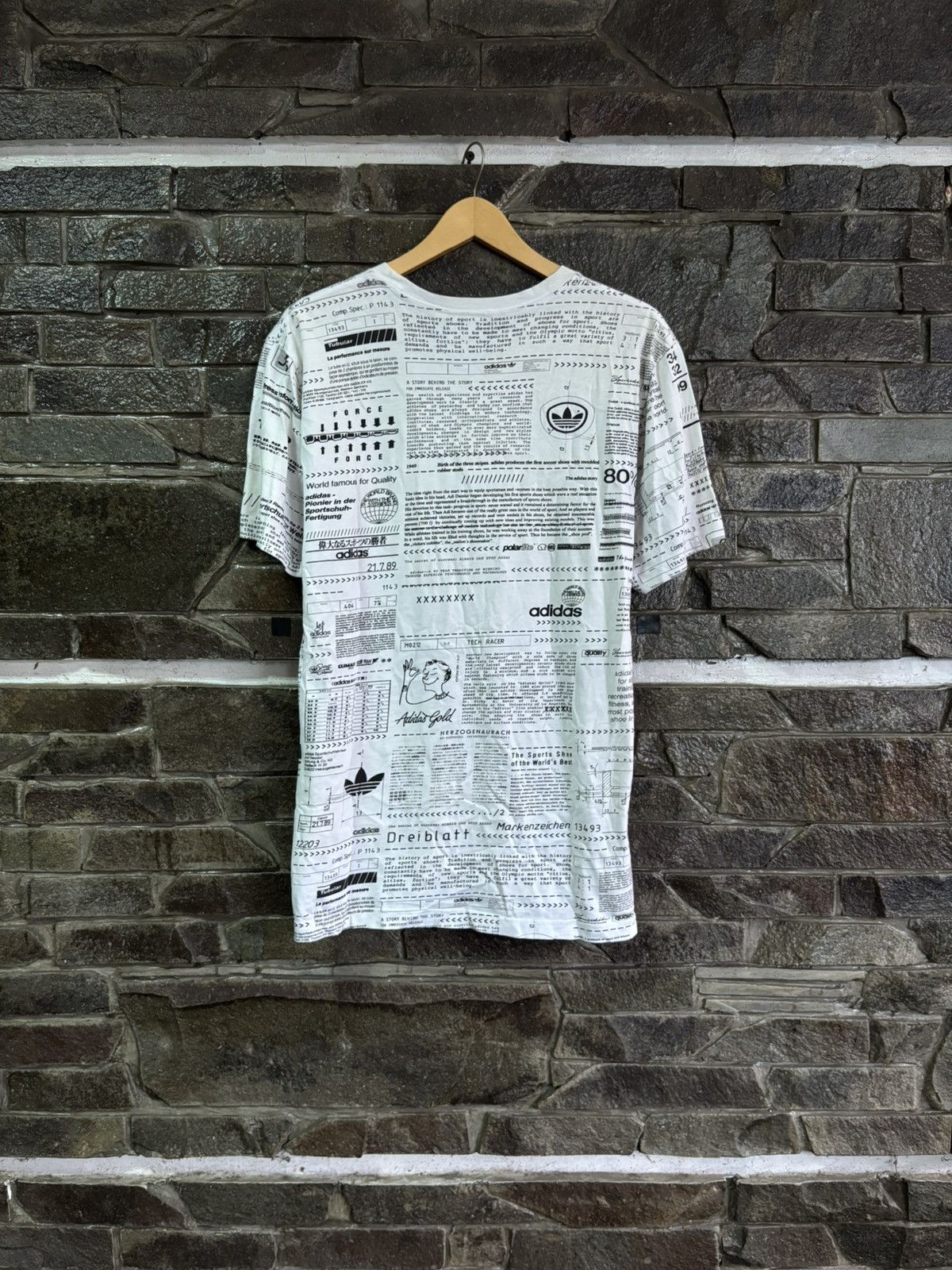 Adidas Rare ! Adidas Sophisti Tee Newspaper All Over Printed Size US L / EU 52-54 / 3 - 2 Thumbnail