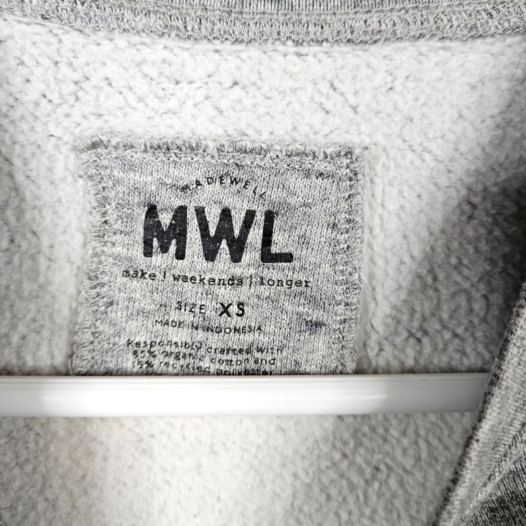 Madewell MWL Madewell Leisure Club Logo Printed Cropped Gray Sweatshirt XS Women Sweatshirt, Logo, All Seasons, Cotton Polyester, Fleece, Pullover, Crew Neck Size XS / US 0-2 / IT 36-38 - 3 Thumbnail