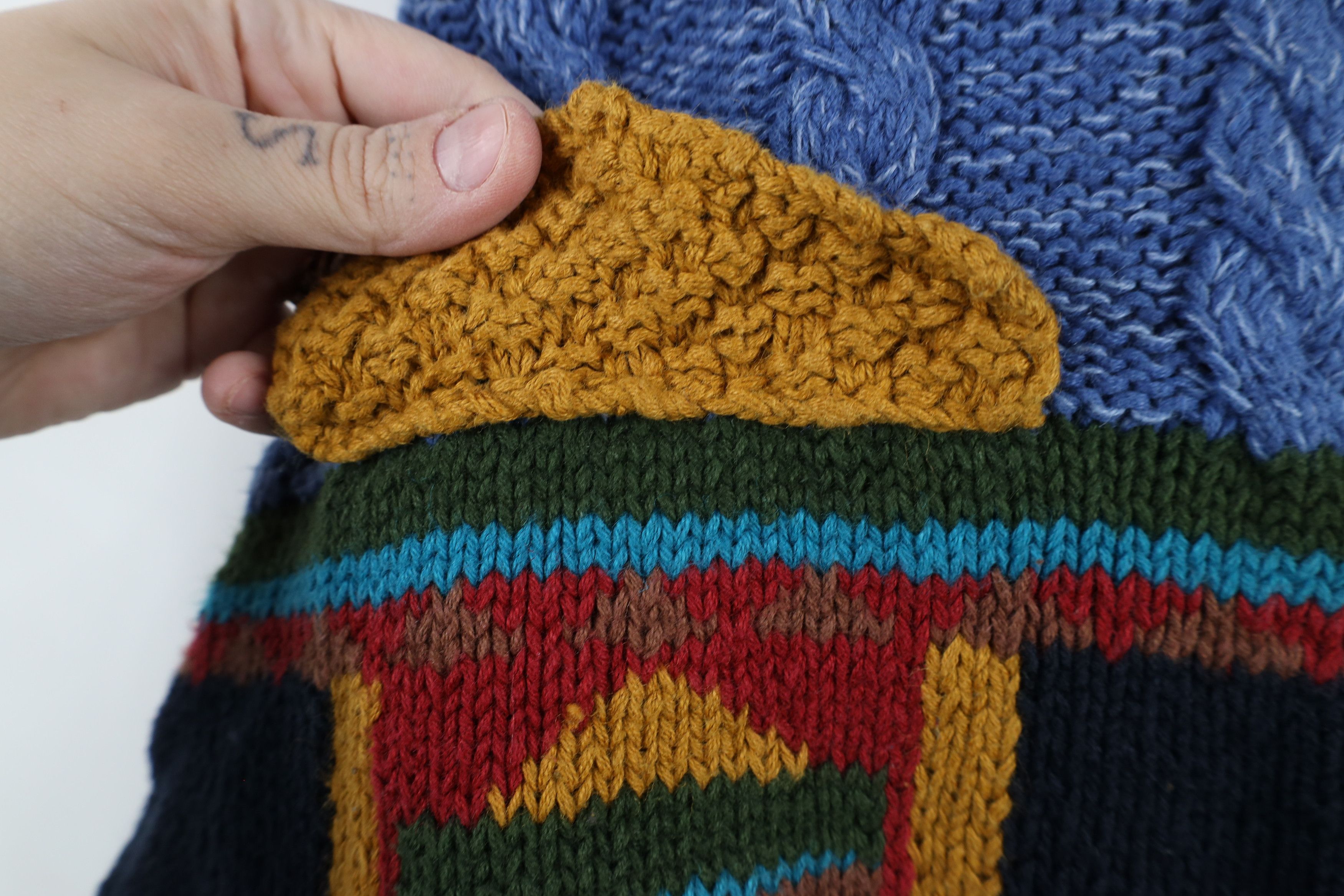 Vintage Vintage 90s Streetwear Rainbow Cable Knit Cardigan Sweater Size XL / US 12-14 / IT 48-50 - 7 Thumbnail