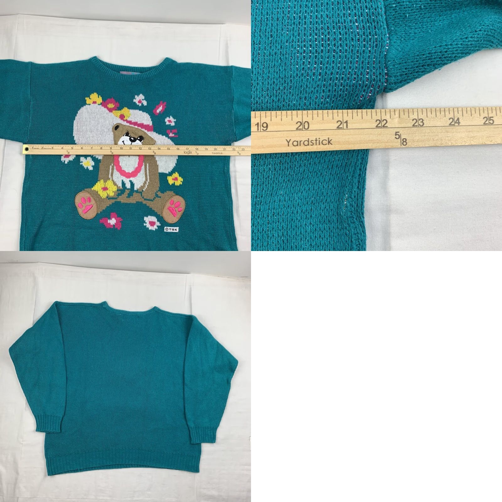 Vintage VINTAGE Pinwheel Sweater Women's Large Blue Teddy Bear Floral 90s Pullover Womens Size L / US 10 / IT 46 - 8 Thumbnail