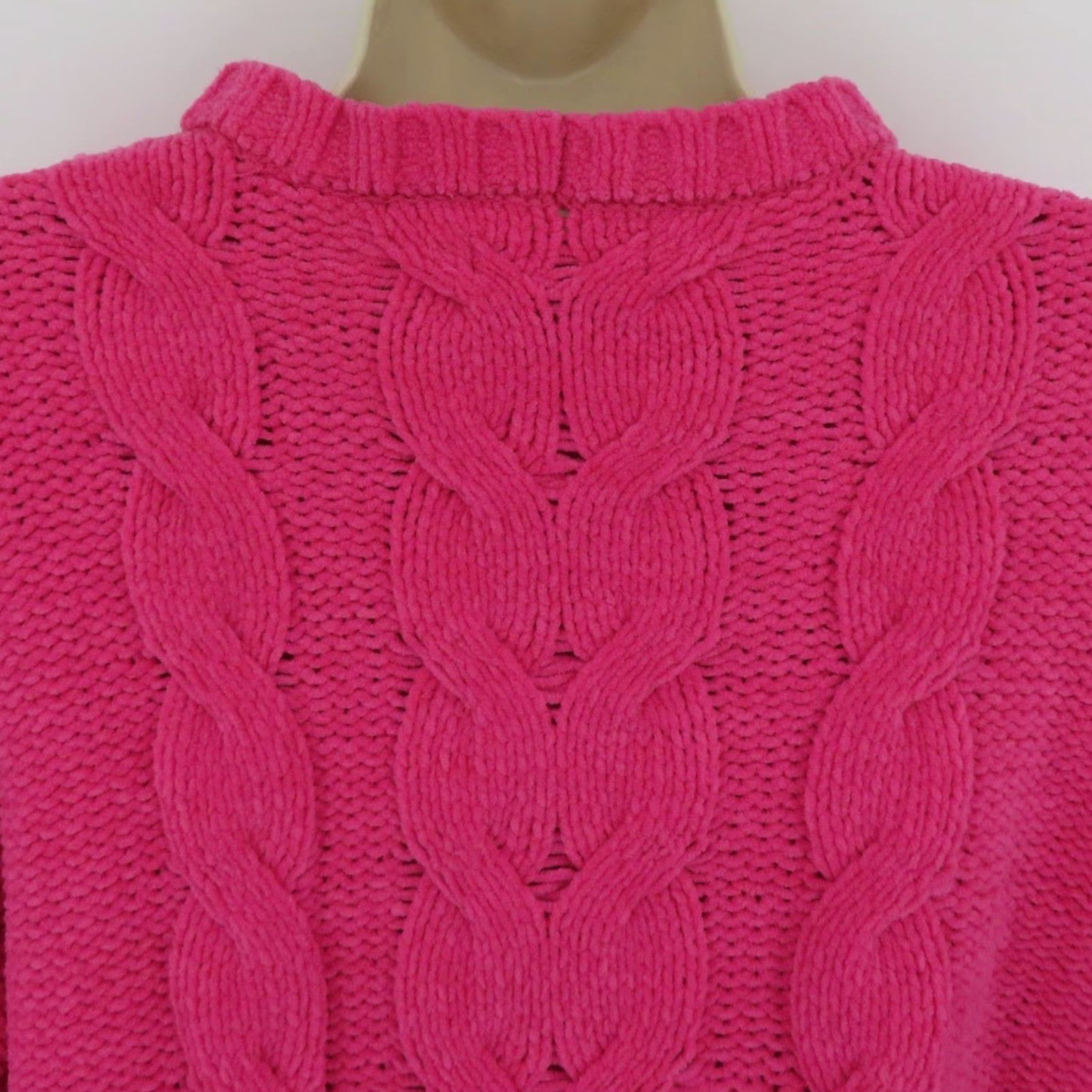Vintage American Eagle Women Small Pink Cable Knit Chenille Pullover Sweater Crew Neck Size S / US 4 / IT 40 - 6 Thumbnail