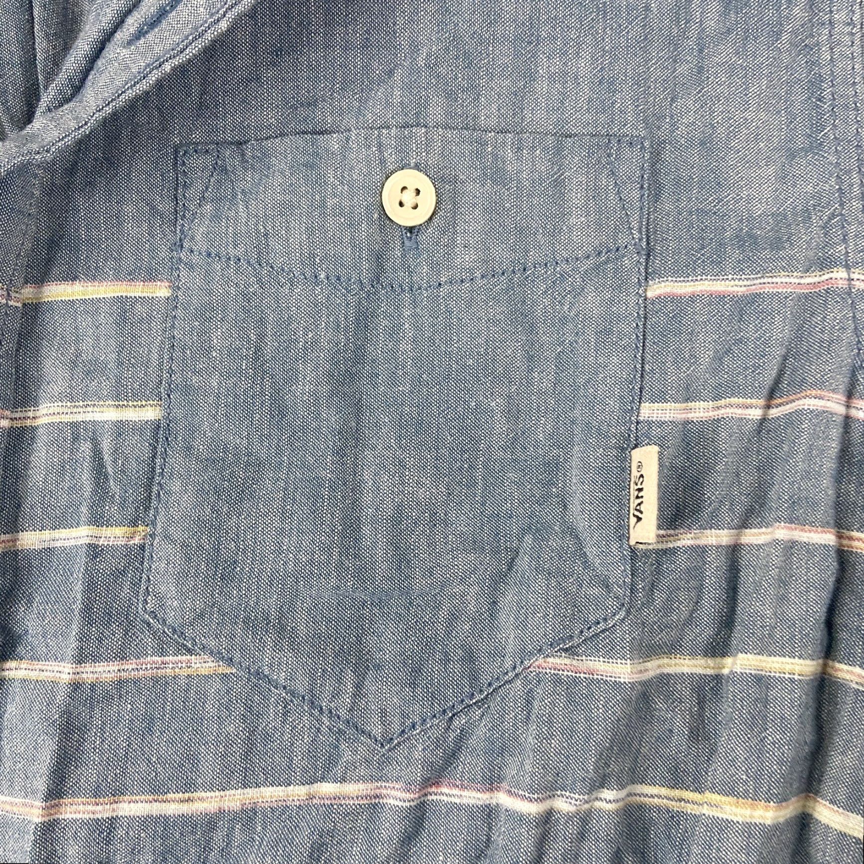 Vans VANS Shirt Men M Tailored Fit Blue Striped Short Sleeve Button-Up Multicolor Modern Casual Mens Size US 31 - 4 Thumbnail