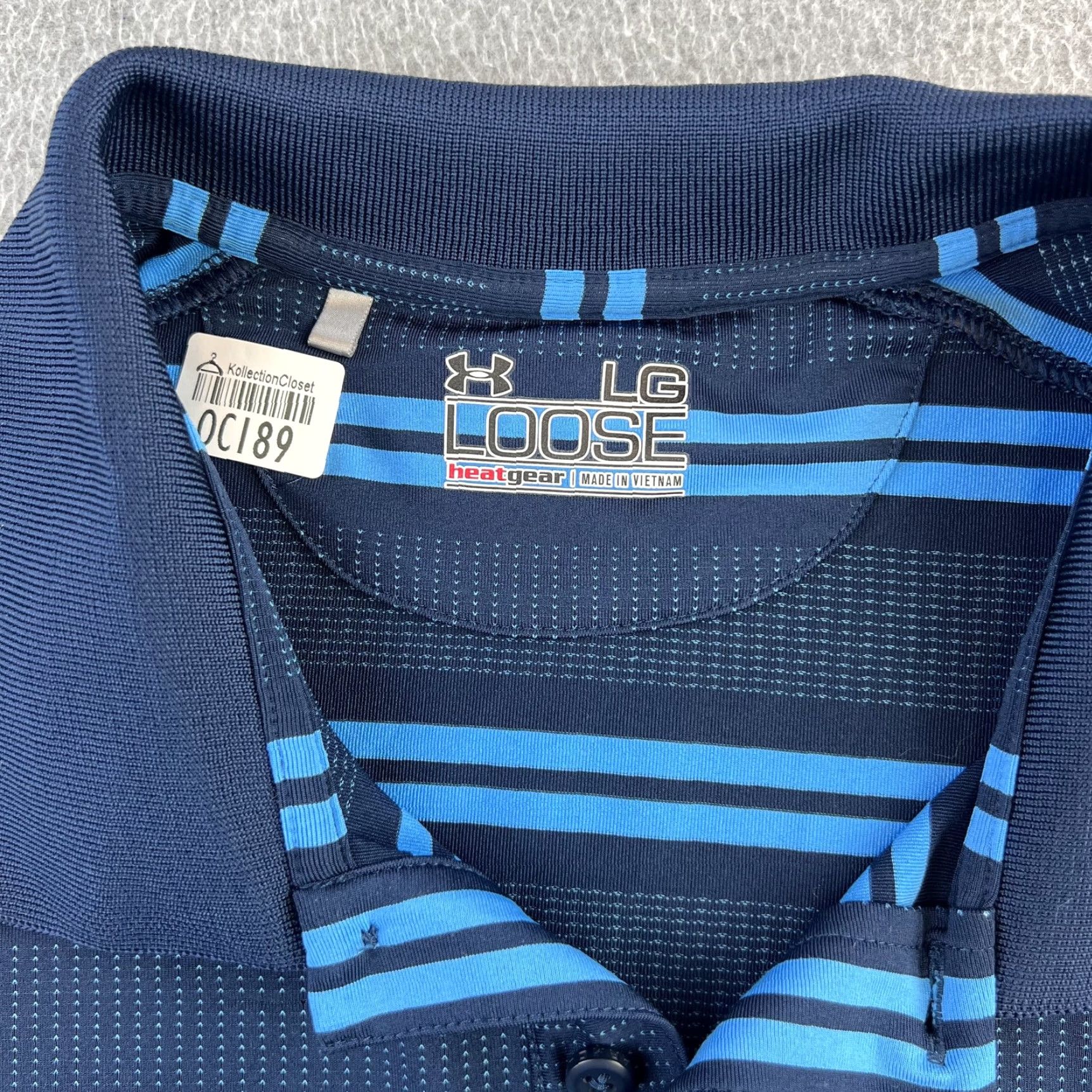 Under Armour Under Armour Shirt Mens Large Blue Striped HeatGear Grand Geneva Golf Polo Size US L / EU 52-54 / 3 - 5 Thumbnail
