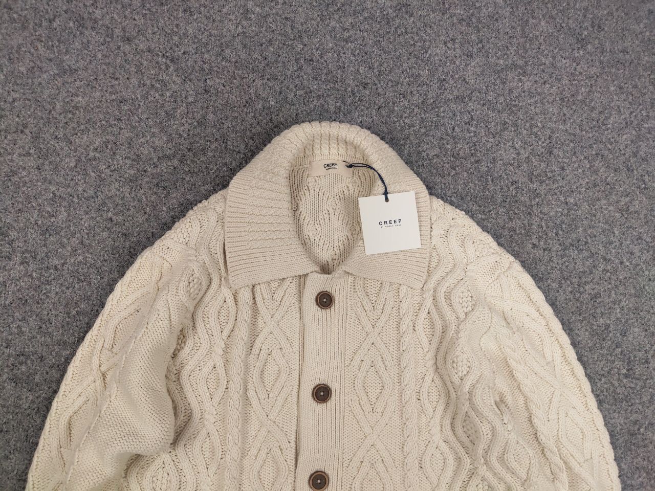 Creep Creep by Hiroshi Awai Design Beige Knit Bottom Cardigan Size US XL / EU 56 / 4 - 8 Thumbnail