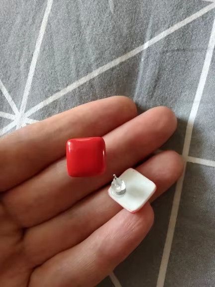 Jewelry Geometric Square Stud Earrings Ceramic Ear Gift For Her Size ONE SIZE - 2 Thumbnail
