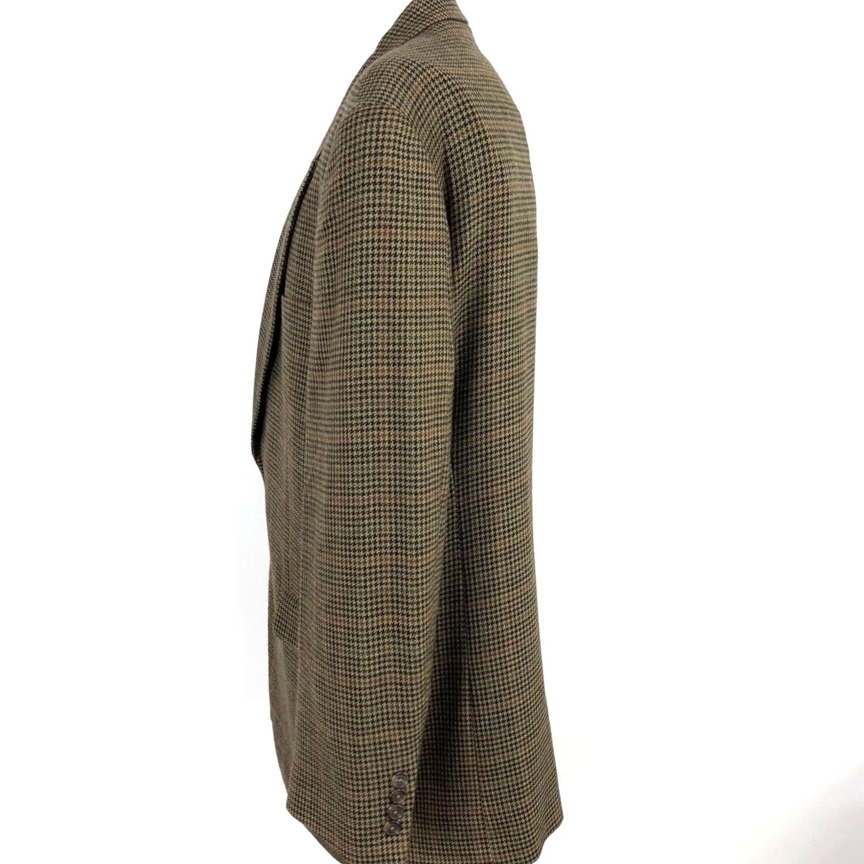 Chaps Chaps Sport Coat Jacket Mens 44L Houndstooth Brown 100% Lambswool Button Single-Breasted Notch Lapel Wool Coat Size US S / EU 44-46 / 1 - 3 Thumbnail