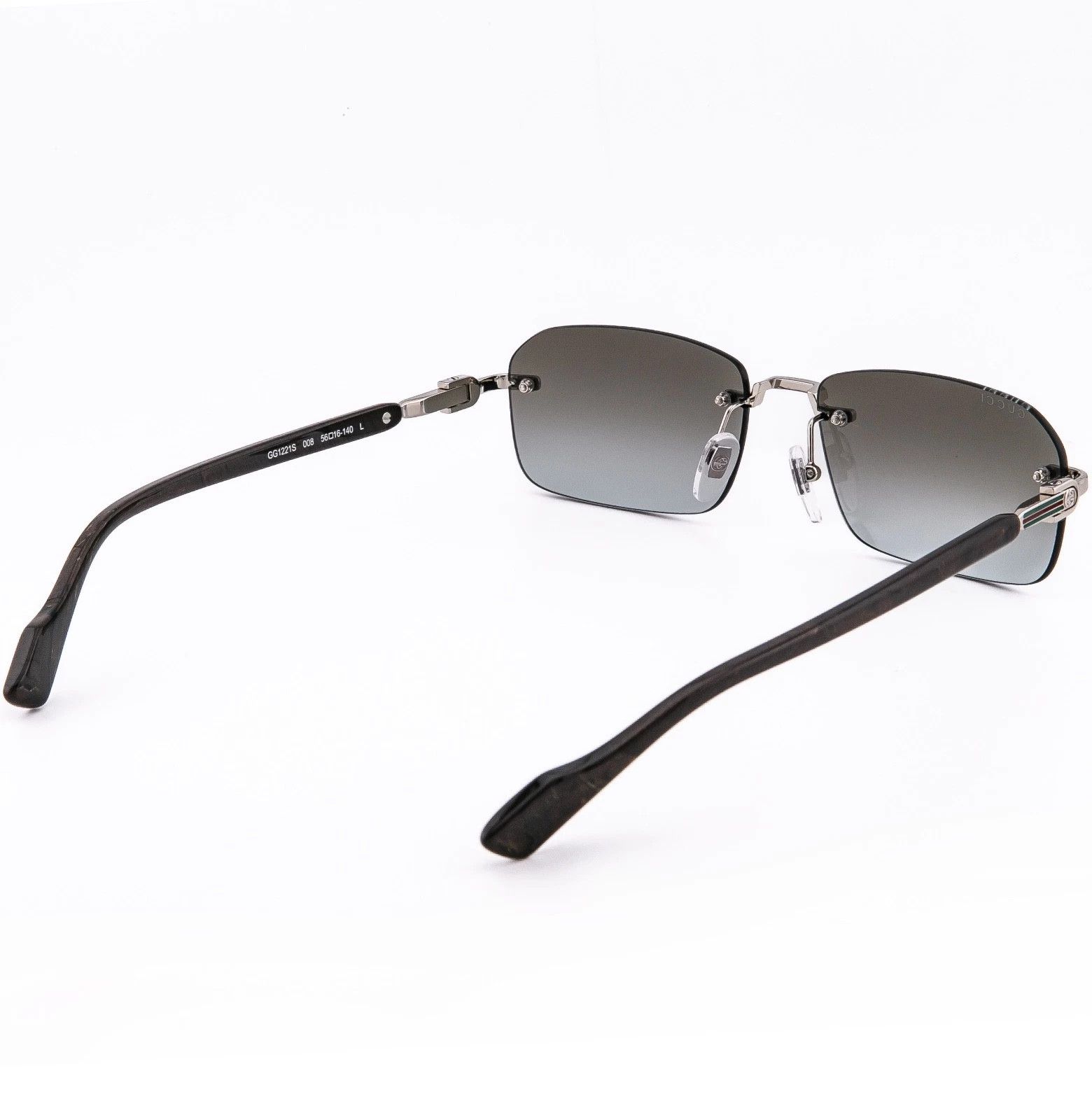 Gucci GUCCI GG1221S WEB Logo 1221 Silver 008 Narrow Sunglasses Size ONE SIZE - 3 Thumbnail