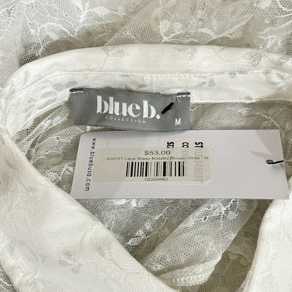 Other Blue B Lace Sheer Metallic Shirt NWT Size M / US 6-8 / IT 42-44 - 3 Thumbnail