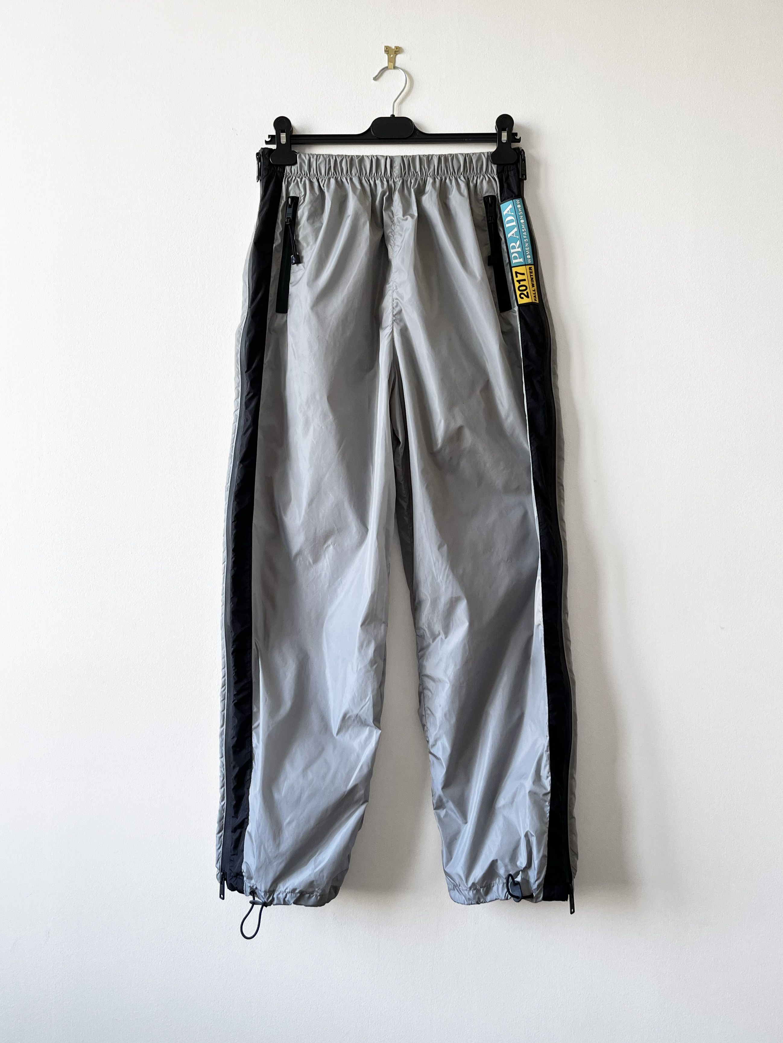 Prada Prada SS17 grey nylon track pants with side zip | Grailed