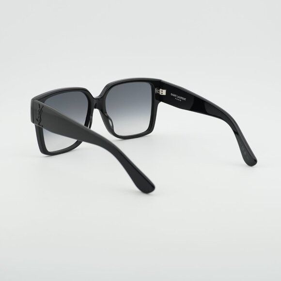 Saint Laurent SL M9 002 Sunglasses Shiny Black Square Frame, Grey Lenses Saint Laurent SL M9/F 002 Sunglasses Shiny Black Square  main image 2
