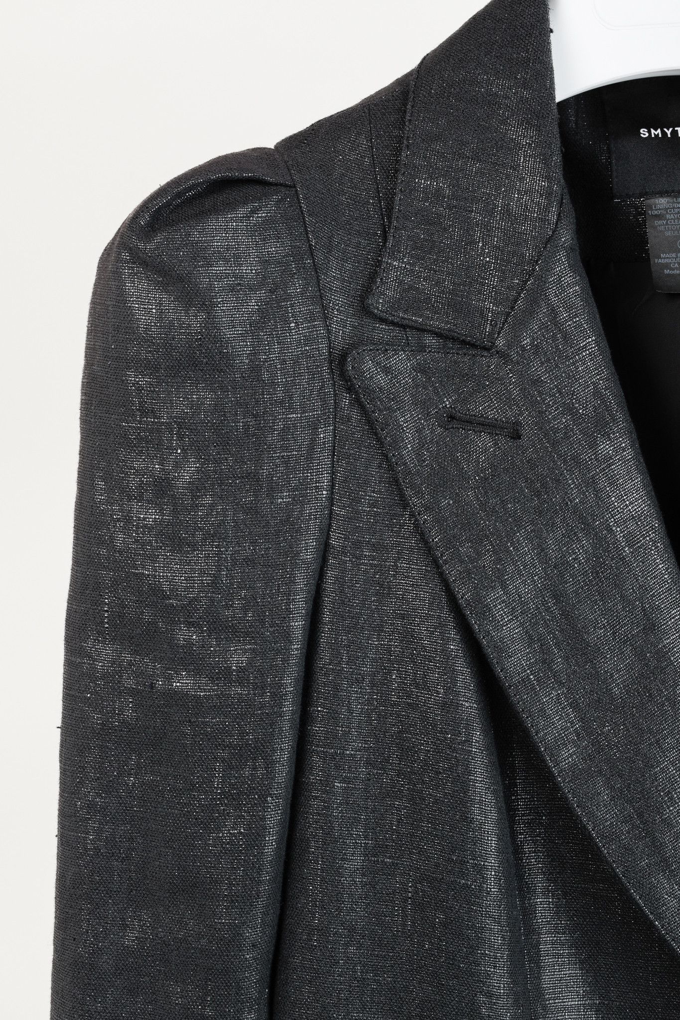 SMYTHE Smythe SS/18 Box Pleat Black Luster Linen Puff-Sleeve Blazer Size M / US 6-8 / IT 42-44 - 5 Thumbnail