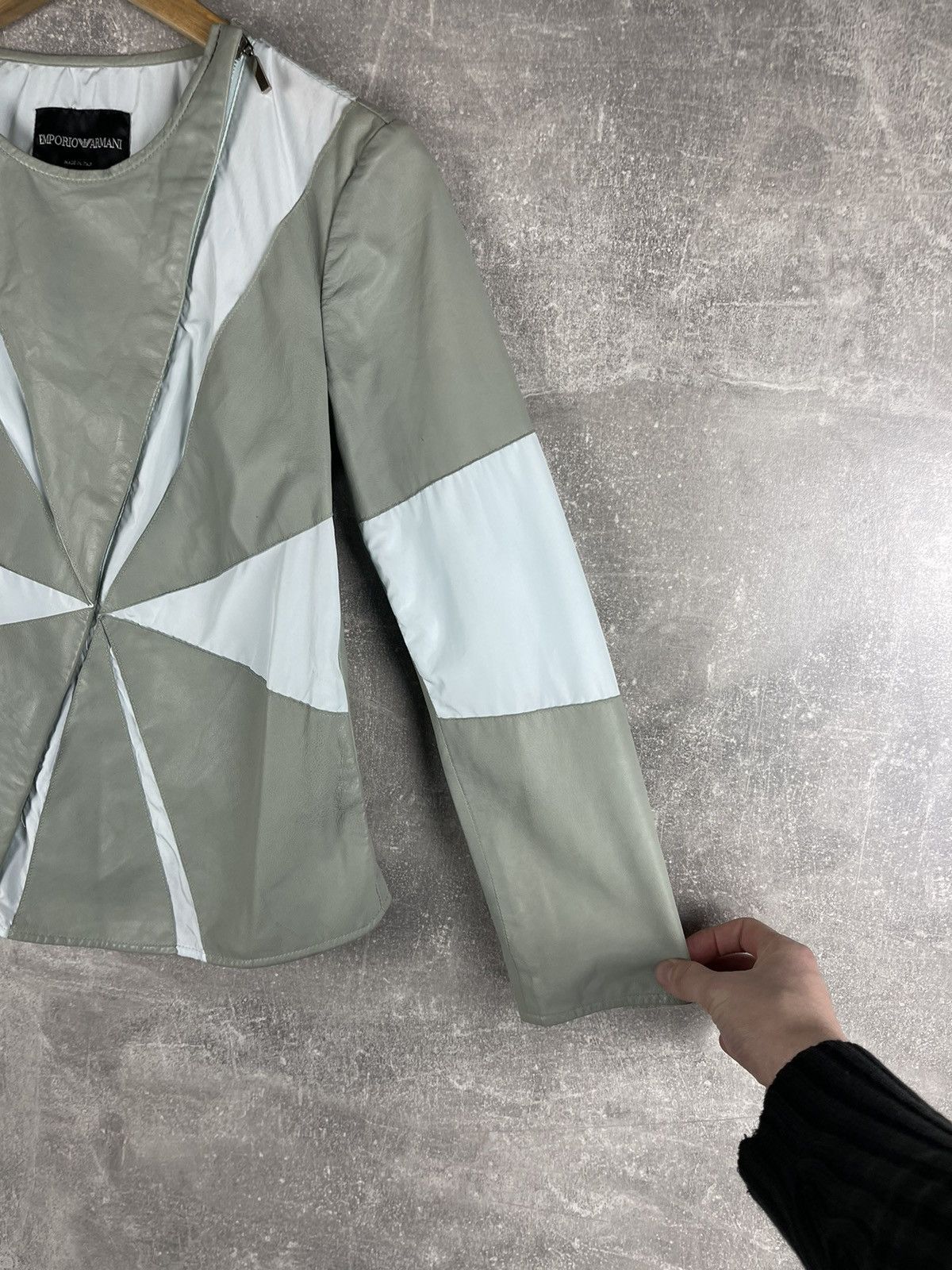 Emporio Armani Emporio Armani Leather Nylon Geometric Panel Jacket Size S / US 4 / IT 40 - 4 Thumbnail