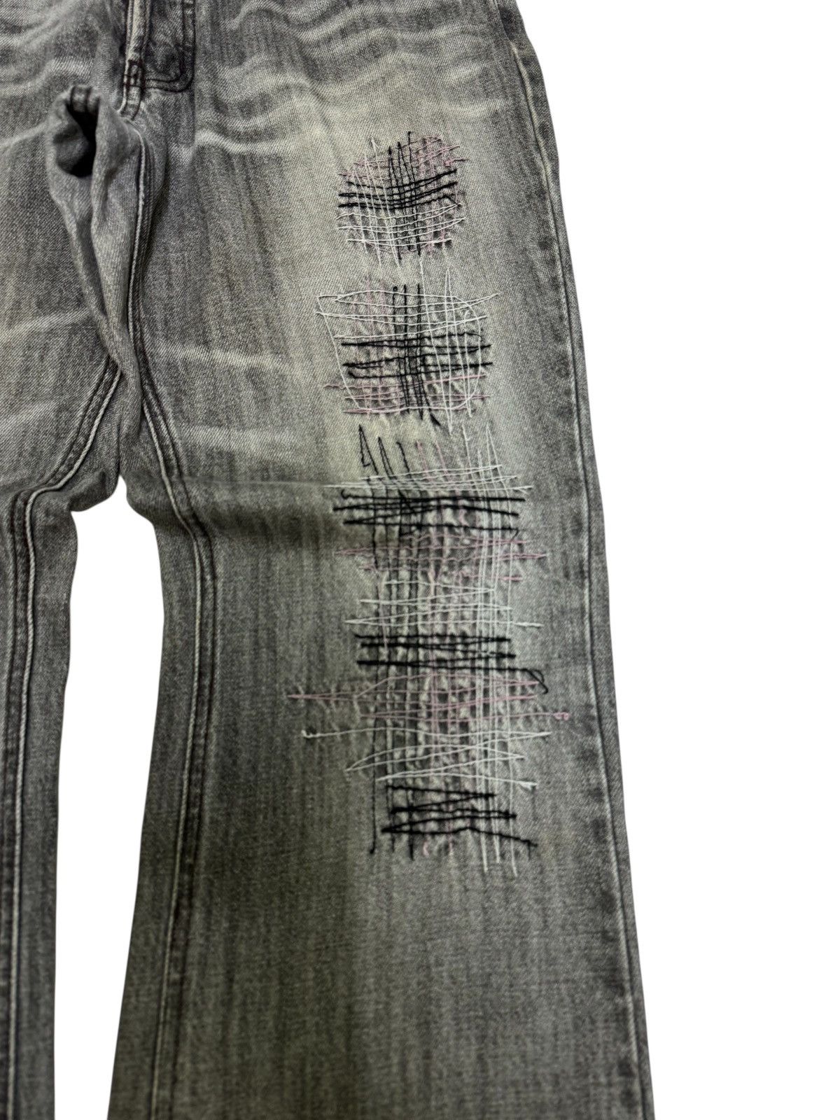 Japanese Brand Flare Mossimo Grey Distressed Pant Y2K Workwear Grunge Style Size US 30 / EU 46 - 8 Thumbnail