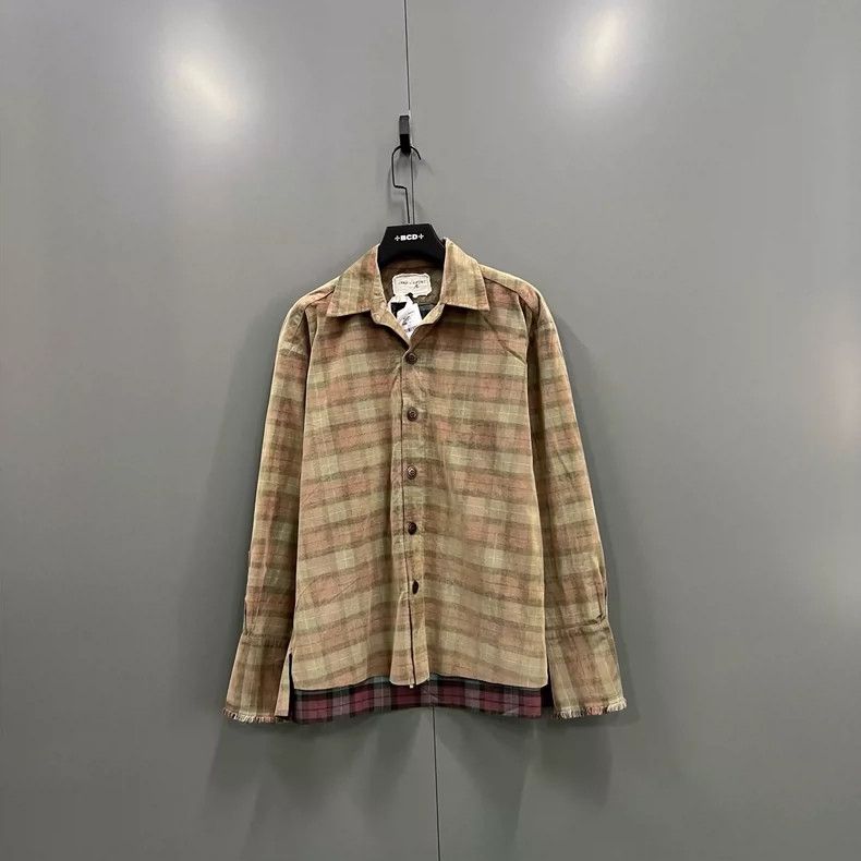 GREG LAUREN Contrasting plaid long sleeve shirt 2504-Nextar
