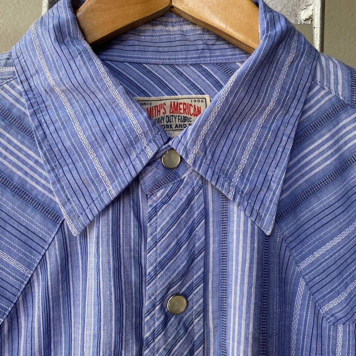Vintage SHINS AMERICAN Blue Striped Western Shirt Size US L / EU 52-54 / 3 - 5 Thumbnail