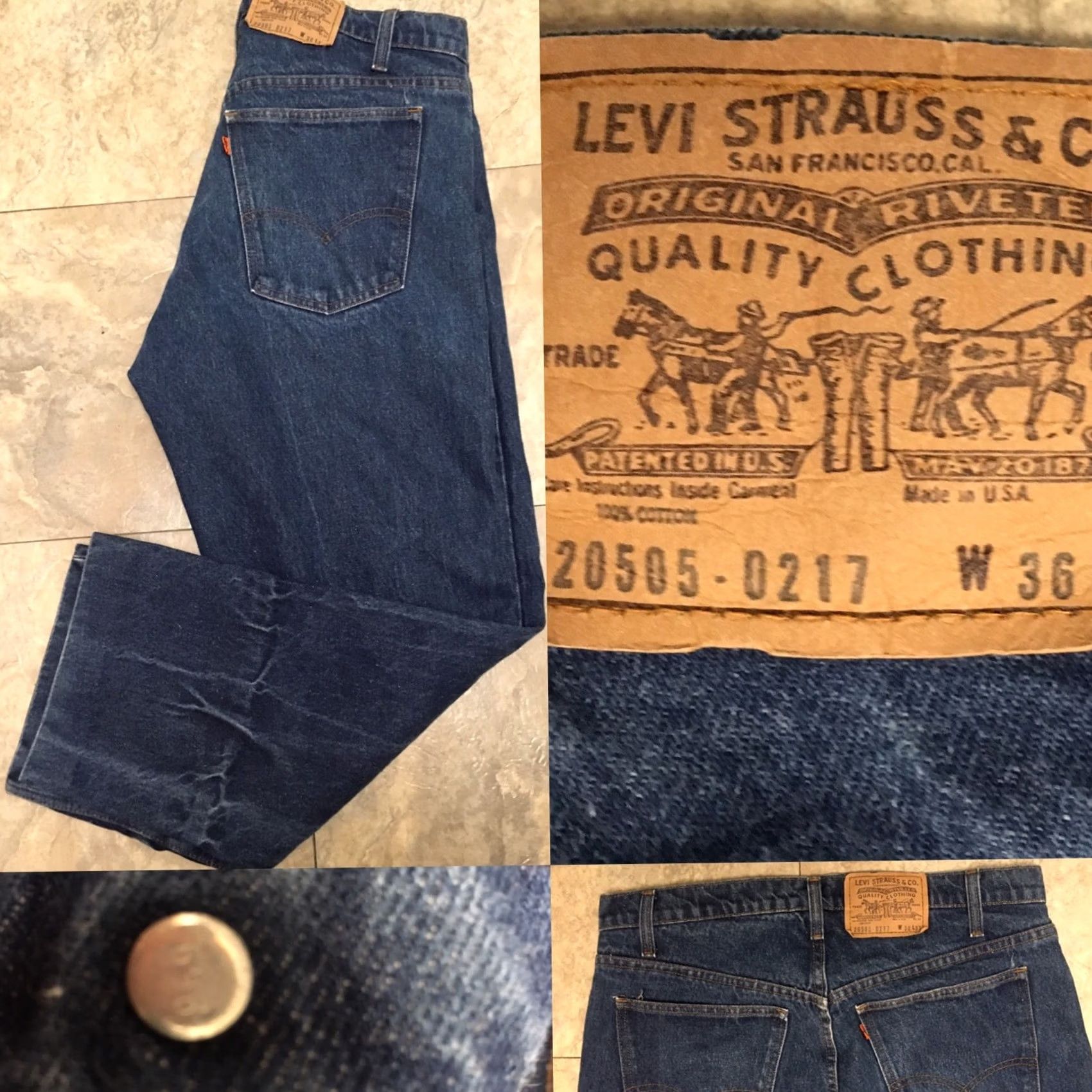 Levi's VINTAGE Levi's 505 Orange Tab USA Jeans 36 x 26.5 Inseam Blue Denim Zipper Fly Casual Mens Size US 36 / EU 52 - 2 Thumbnail