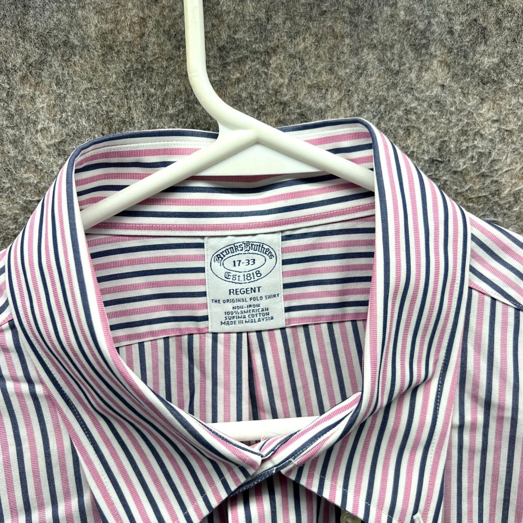 Brooks Brothers VINTAGE Brooks Brothers Shirt Mens 17 33 Pink Button-Down Preppy Striped Regent Cotton Size US XL / EU 56 / 4 - 7 Thumbnail