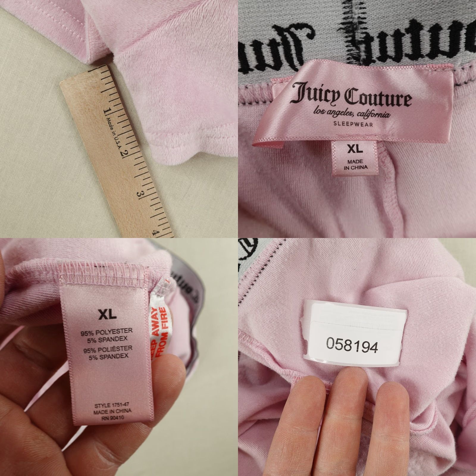Juicy Couture Juicy Couture Shorts Womens XL Pink Velour Sweat Satin Rhinestones Logo 3 in Inseam Regular Fit Size 40" / US 18 - 8 Thumbnail