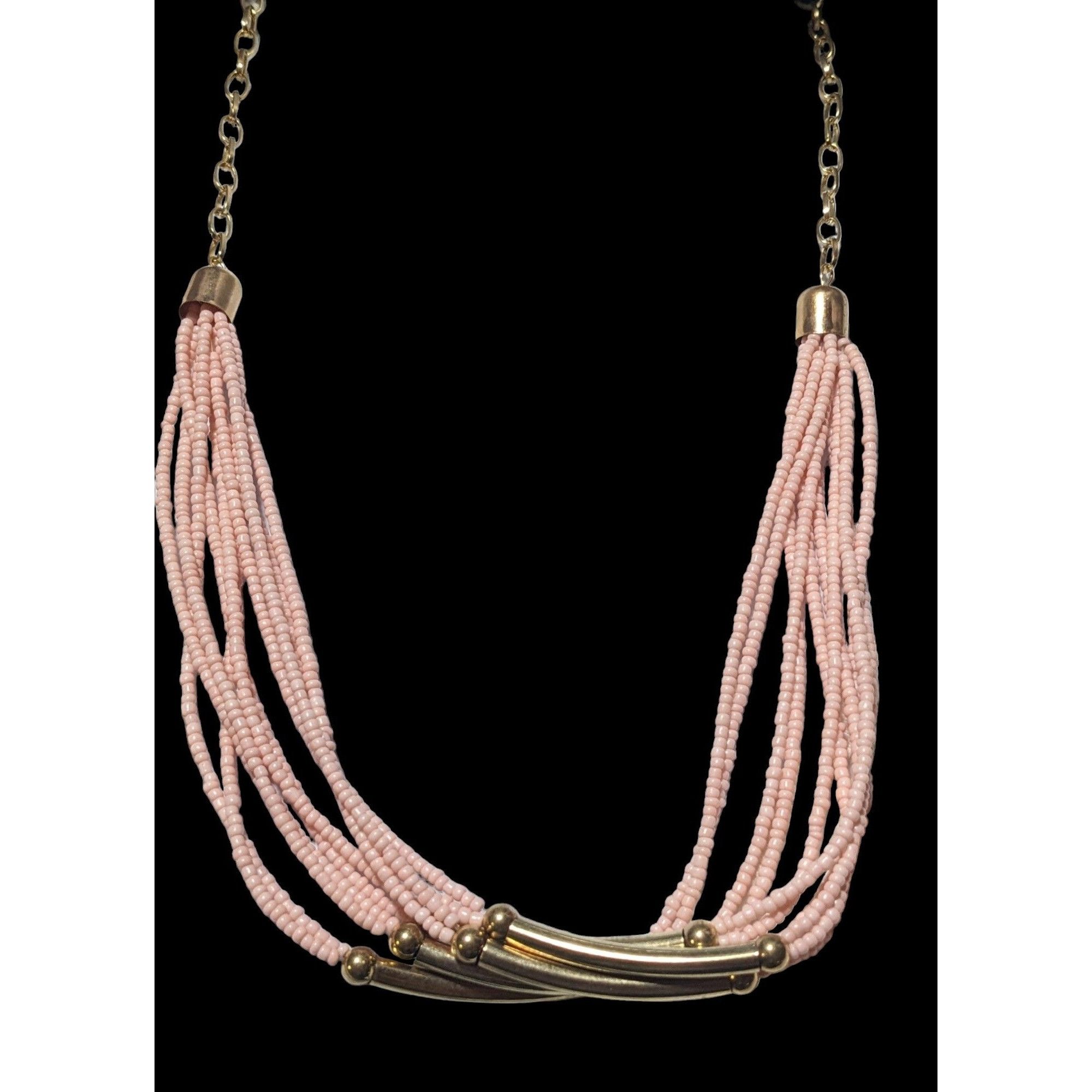 Other Pink And Gold Retro Multilayer Beaded Necklace Size ONE SIZE - 1 Thumbnail