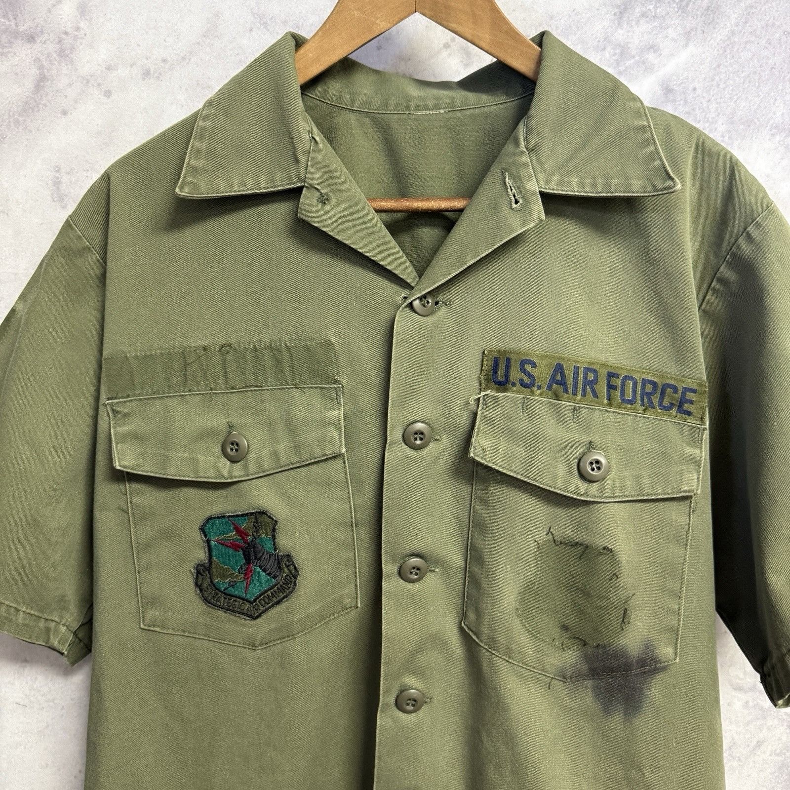 Vintage Vintage US Air Force Military Sateen Short Sleeve Button Up Size US XL / EU 56 / 4 - 3 Thumbnail