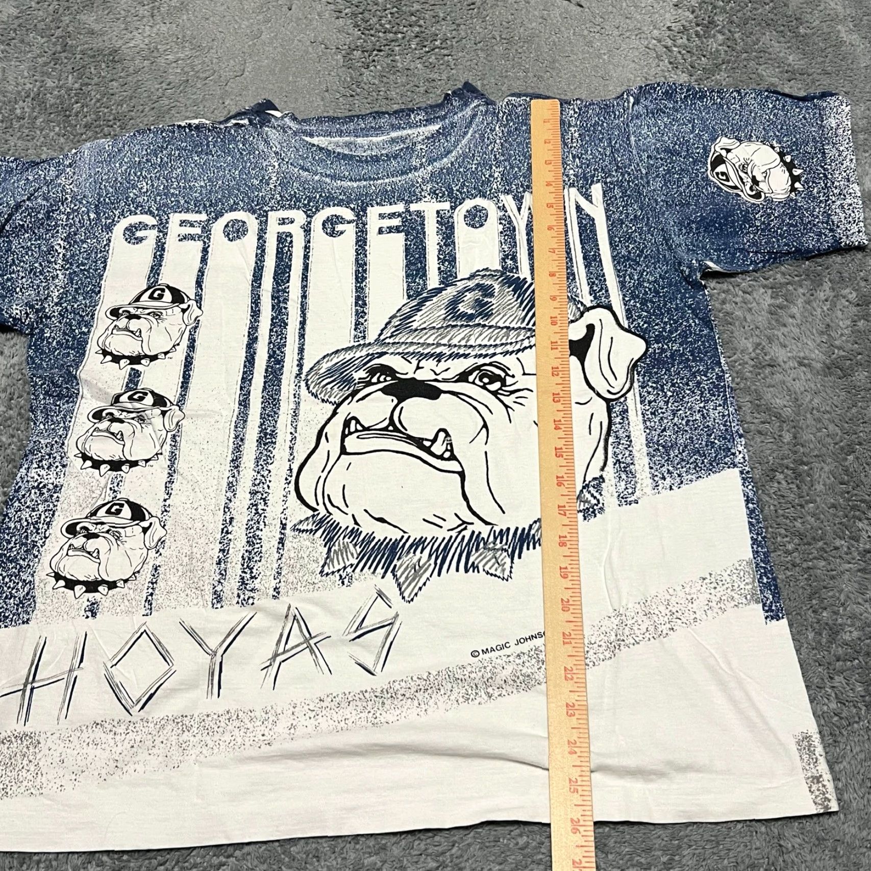 VINTAGE 90s Magic Johnson Georgetown Hoyas AOP T-Shirt XL Men NCAA Blue Caribbean Dream, Regular, Untreated stains, No size tag, ?