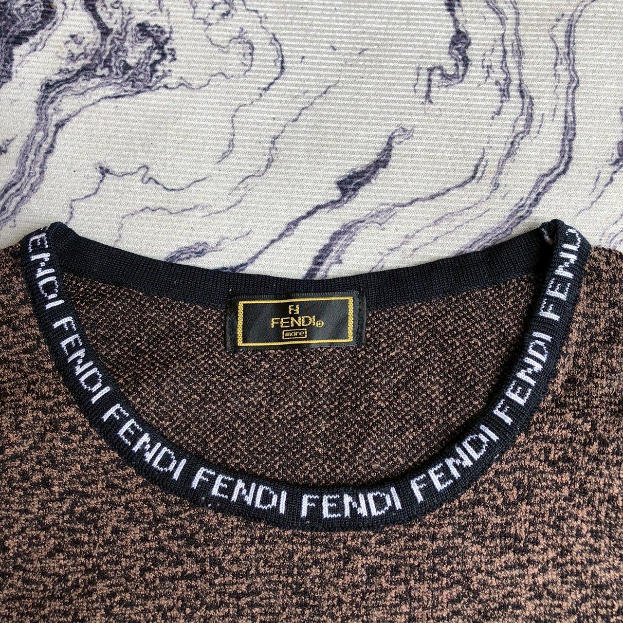 Fendi Vintage Fendi FF Logo Wool Knit Brown Sweater Size M / US 6-8 / IT 42-44 - 6 Thumbnail