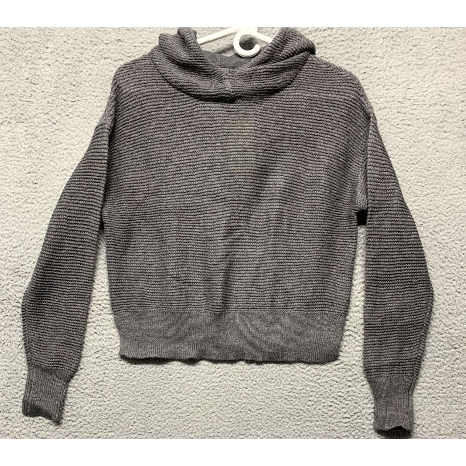 Vintage All In Motion Women's XS Hooded Pullover Sweater Cropped Gray 3” Side Slits Hooded Pullover Size XS / US 0-2 / IT 36-38 - 3 Thumbnail