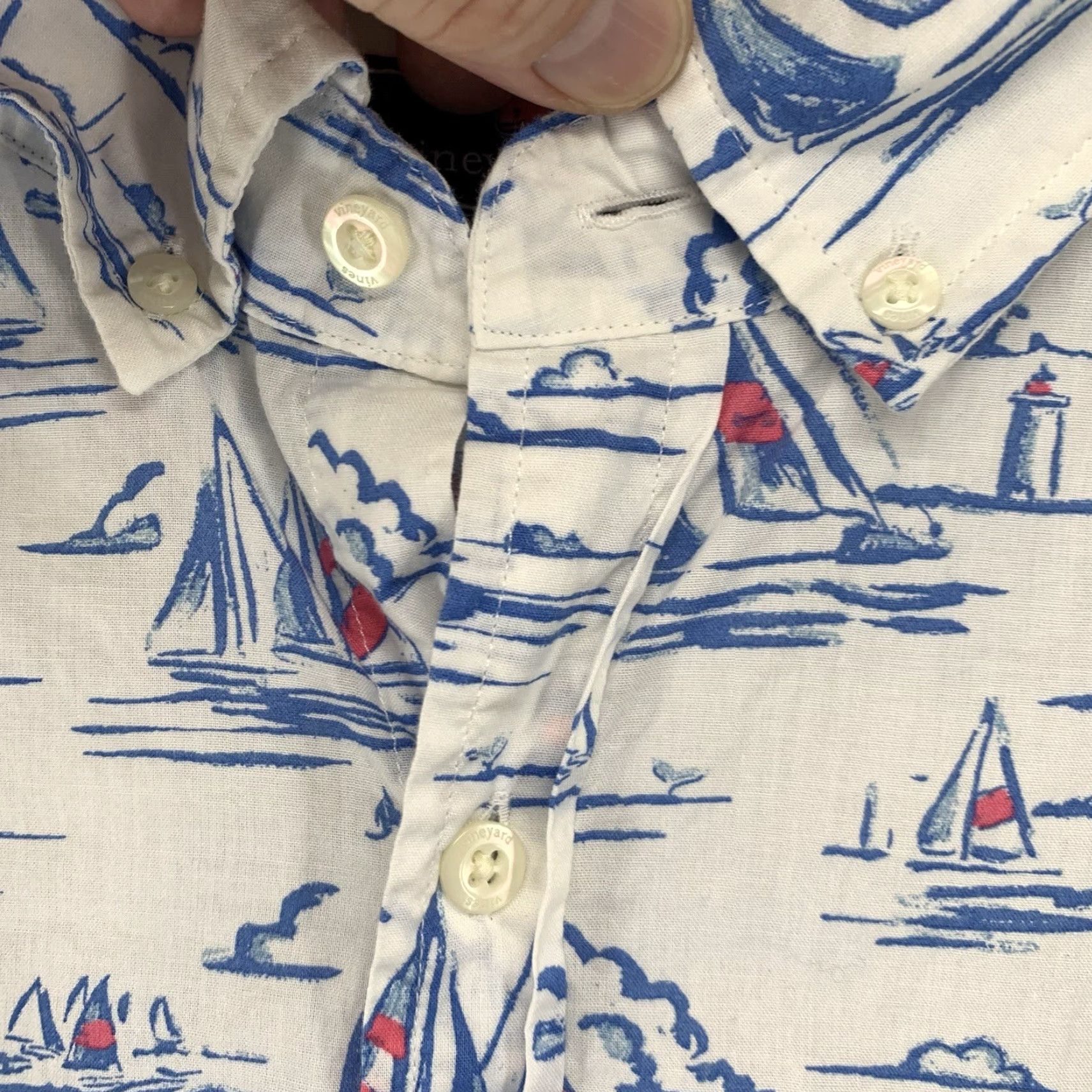 Vineyard Vines VINEYARD VINES Murray Shirt Men Short Sleeve Casual All Seasons Nautical Sailboat Print L White Size US L / EU 52-54 / 3 - 5 Thumbnail