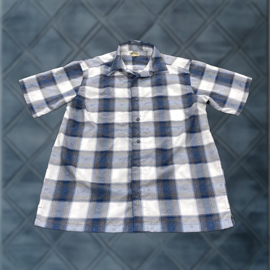 Haggar Haggar Shirt Mens Medium Blue Plaid Short Sleeve Button Up Casual Polyester Size US M / EU 48-50 / 2 - 1 Thumbnail