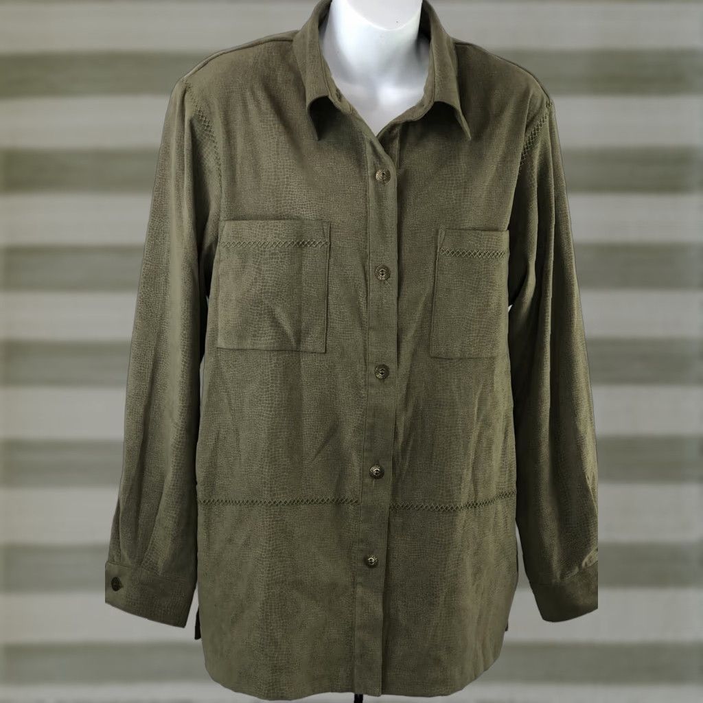 Vintage VINTAGE Alfred Dunner top Shirt Women XL Green Embroidered Crochet Pocket Y2K Rustic Bohemian 90s Streetwear Size XL / US 12-14 / IT 48-50 - 1 Thumbnail