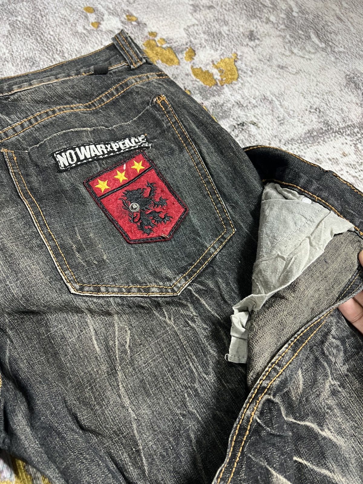 Japanese Brand Vintage Double Waist Punk Revolution Rock Distressed Pants Size US 35 - 17 Thumbnail