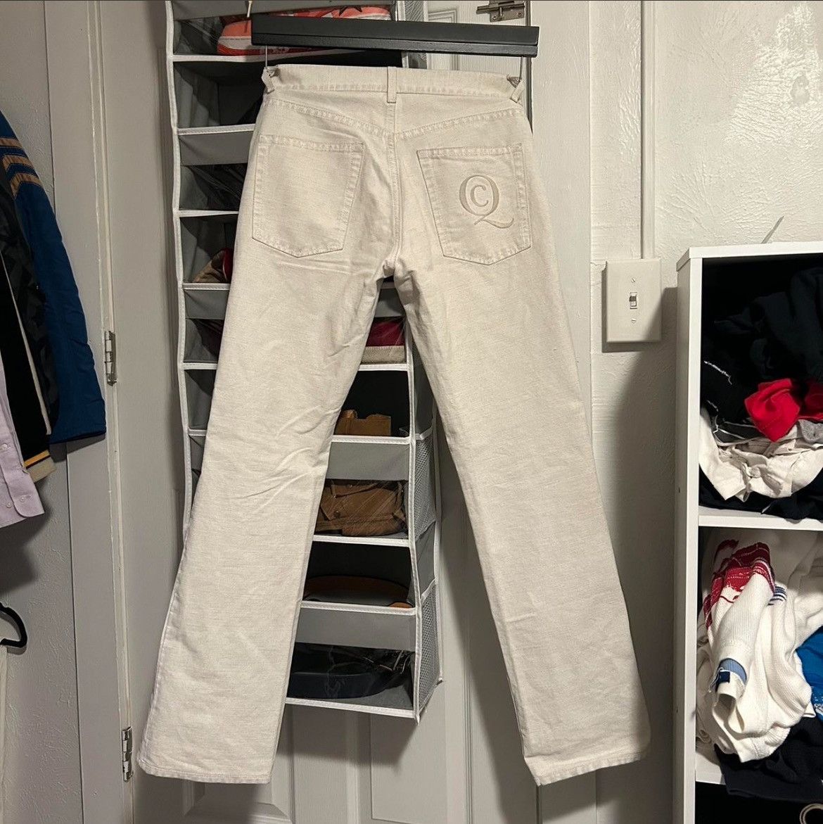 Alexander McQueen Alexander McQueen 2009 Painted Seam White Canvas Pants Size US 30 / EU 46 - 2 Thumbnail