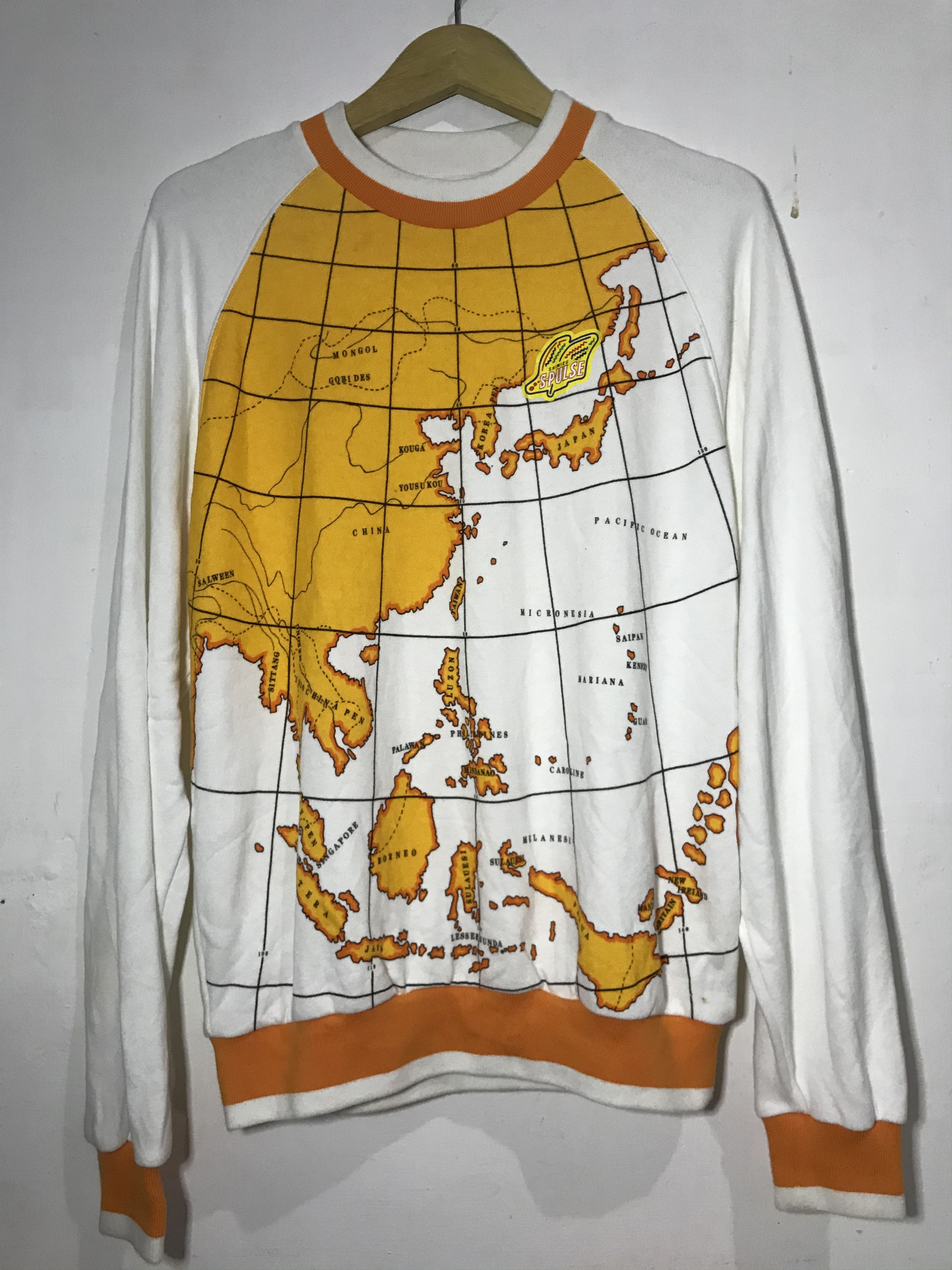 image of Soccer Jersey Vintage Shimizu Pulse S-Pulse Football J-League Sweatshirts in White (Size Large)