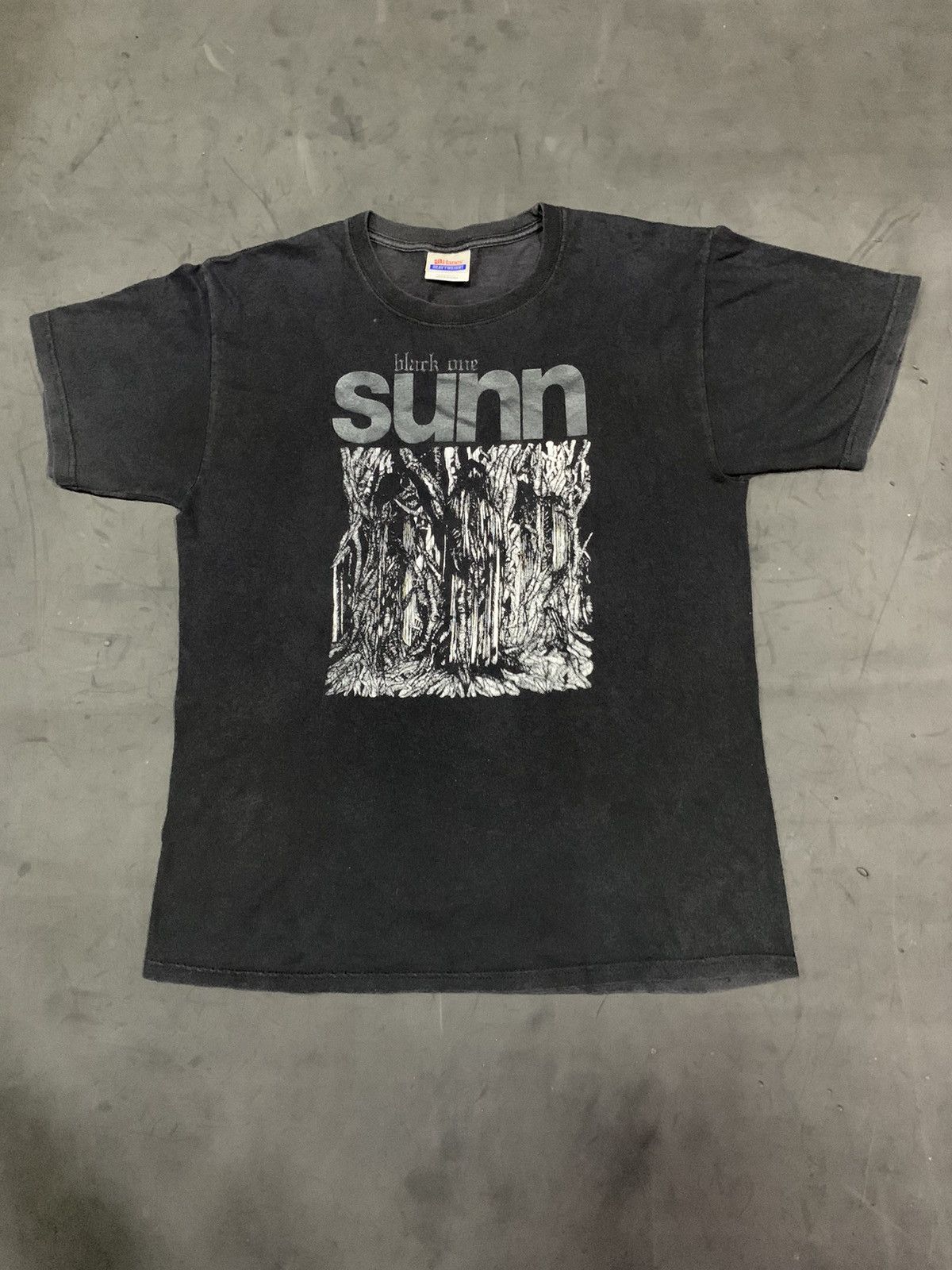 image of Band Tees x Vintage Bindingoffervintage Sunn O))) Black One Tee, Men's (Size Medium)
