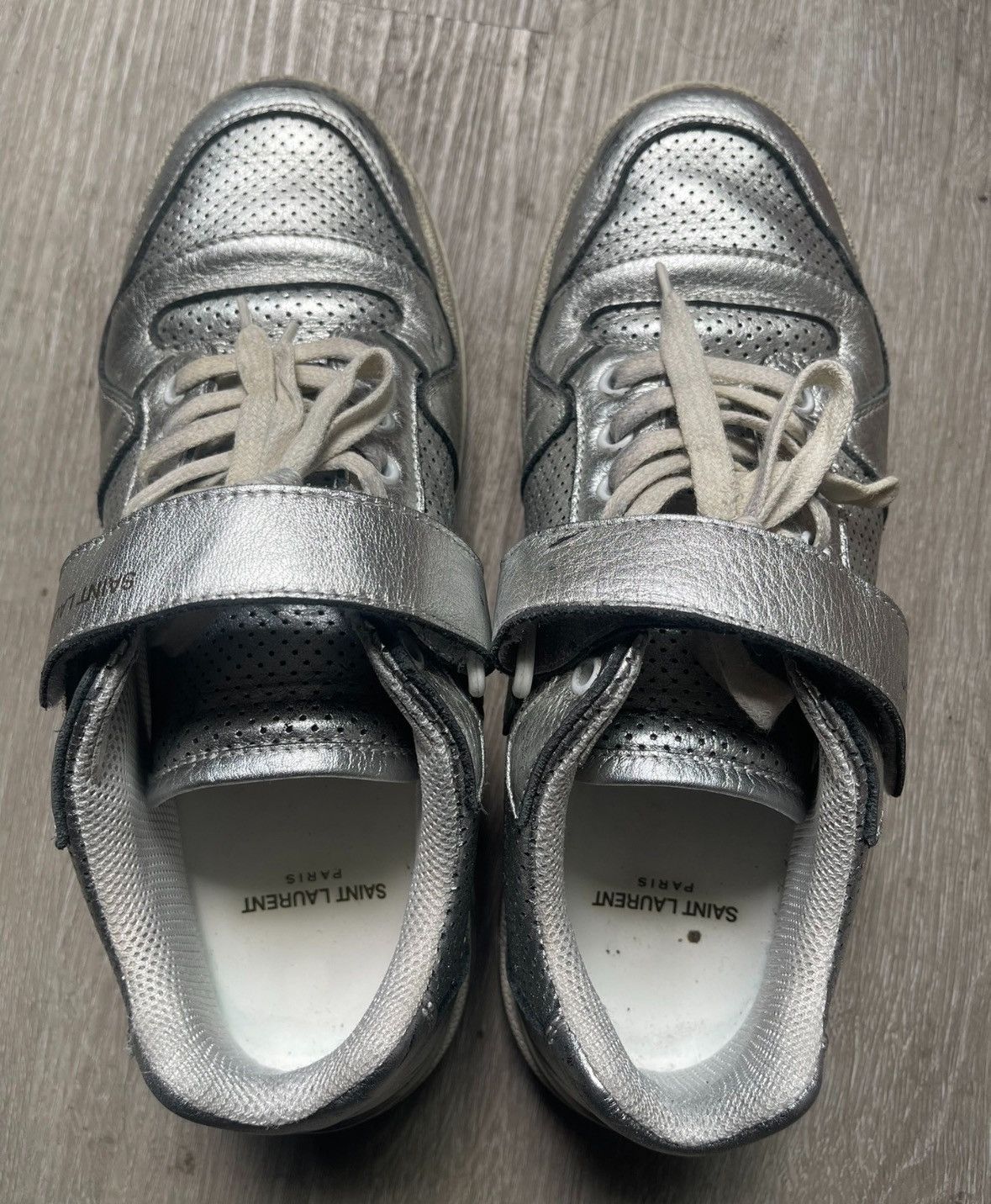Saint Laurent Paris × Yves Saint Laurent Saint Laurent SLP genuine SL24 silver distressed shoes Size US 8 / EU 41 - 1 Thumbnail